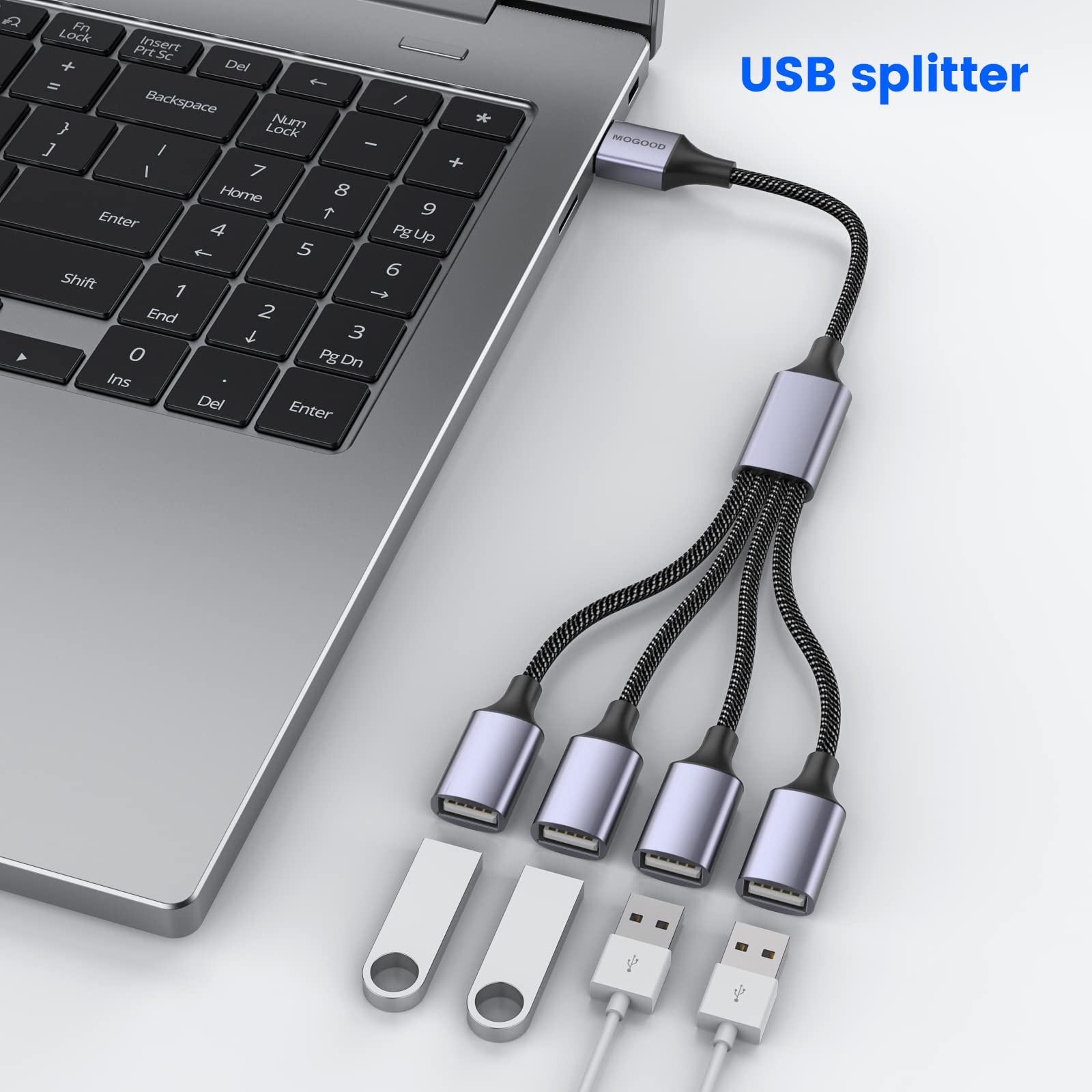 Mogood 4 In 1 Usb Splitter Cable: Usb To 4 Usb Power/Data Adapter For Mac, Car, Xbox One, Ps4, Ps5, Pc