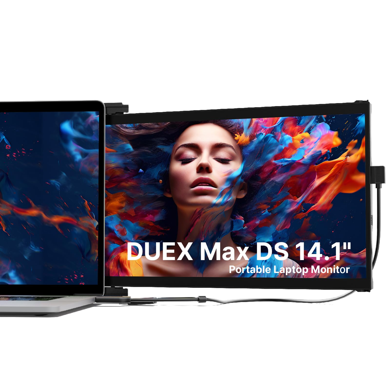 New Mobile Pixels Duex Max DS Portable Monitor, 14.1 FHD 1080P IPS Ultra Slim Laptop Screen Extender, USB A/USB C/HDMI Plug and 