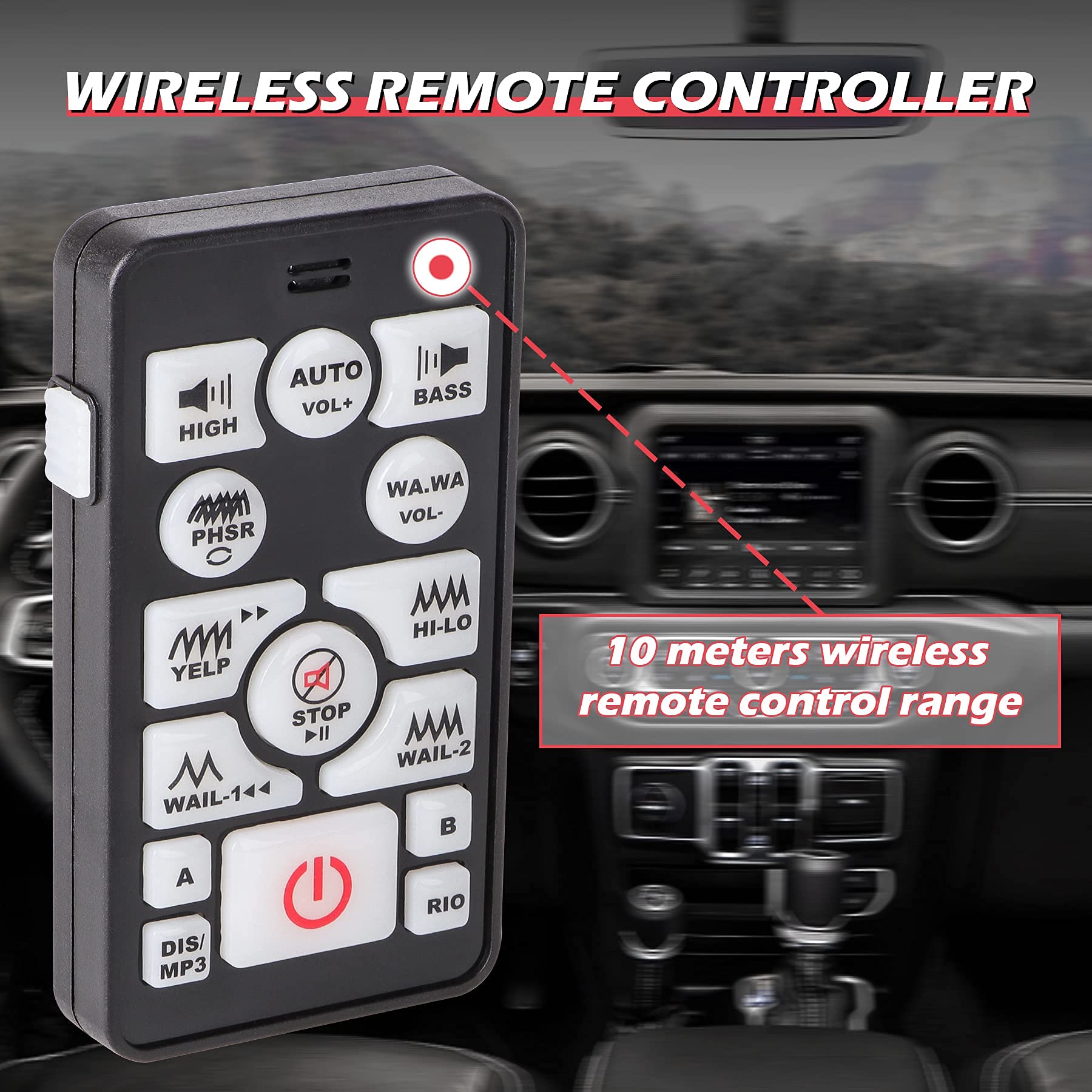 Smallfatw Police Siren 20 Tones 130 Db 200 Watt, Dual 20A Auxiliary Switch, Wireless Remote Usb Rechargeable 15M Control Range,