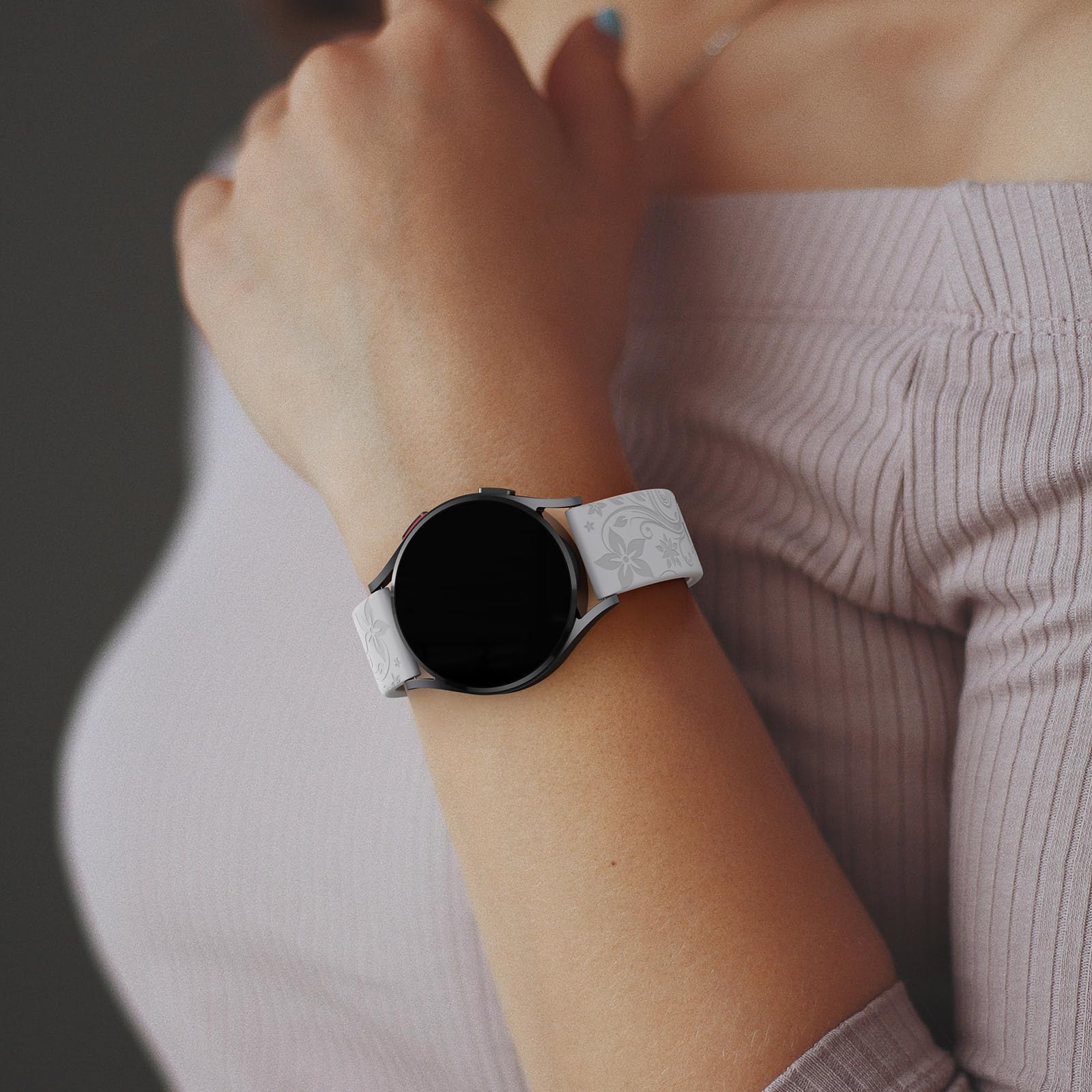 Flower Engraved Bands Compatible With Samsung Galaxy Watch 7/ Fe/ 6/5/ 4/ Active 2 40Mm 44Mm/ 5 Pro 45Mm/ Watch 6/4 Classic 43Mm