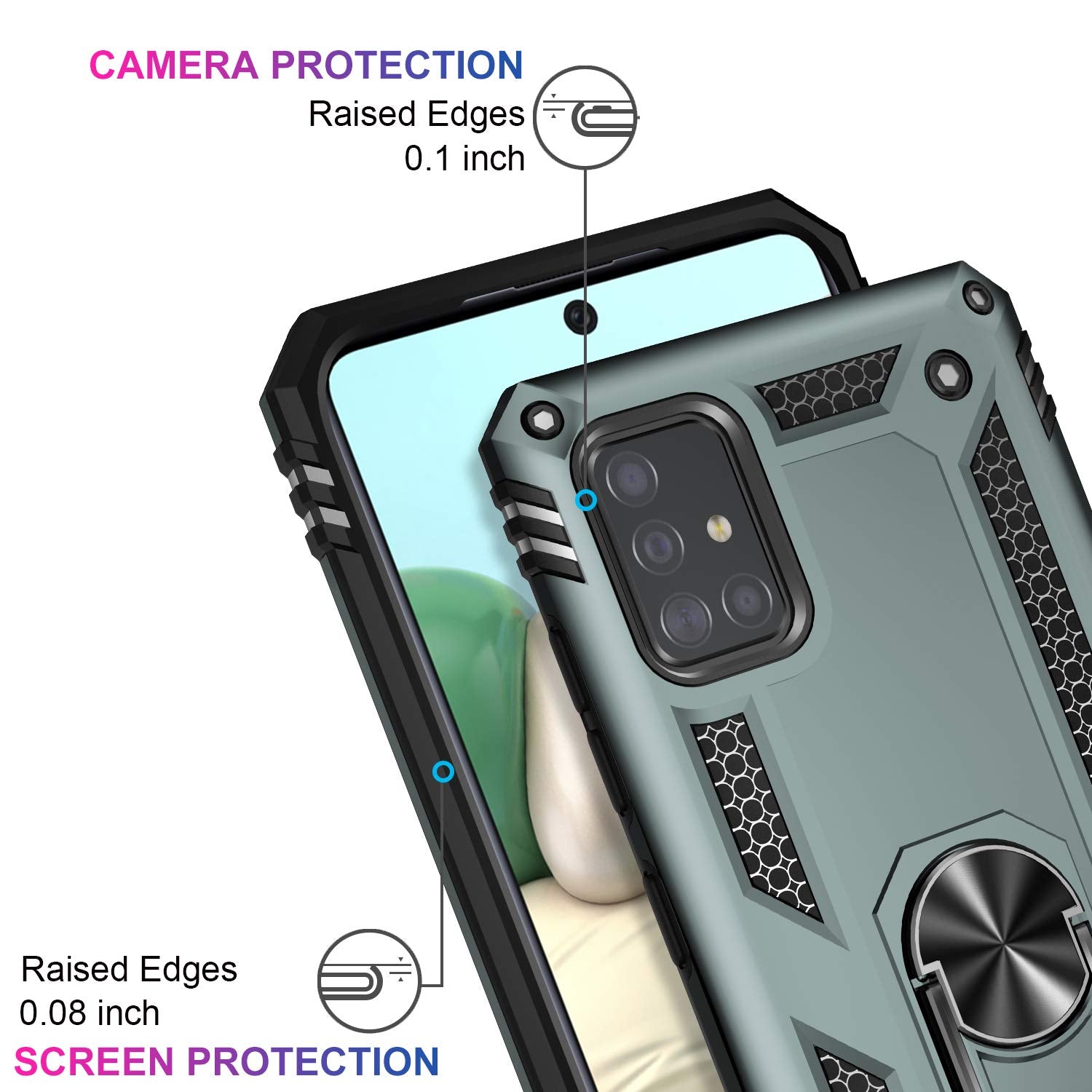 Lumarke For Galaxy A51 4G Case With Screen Protector,Pass 16Ft. Drop Tested Military Grade Protective Phone Cover With Magnetic