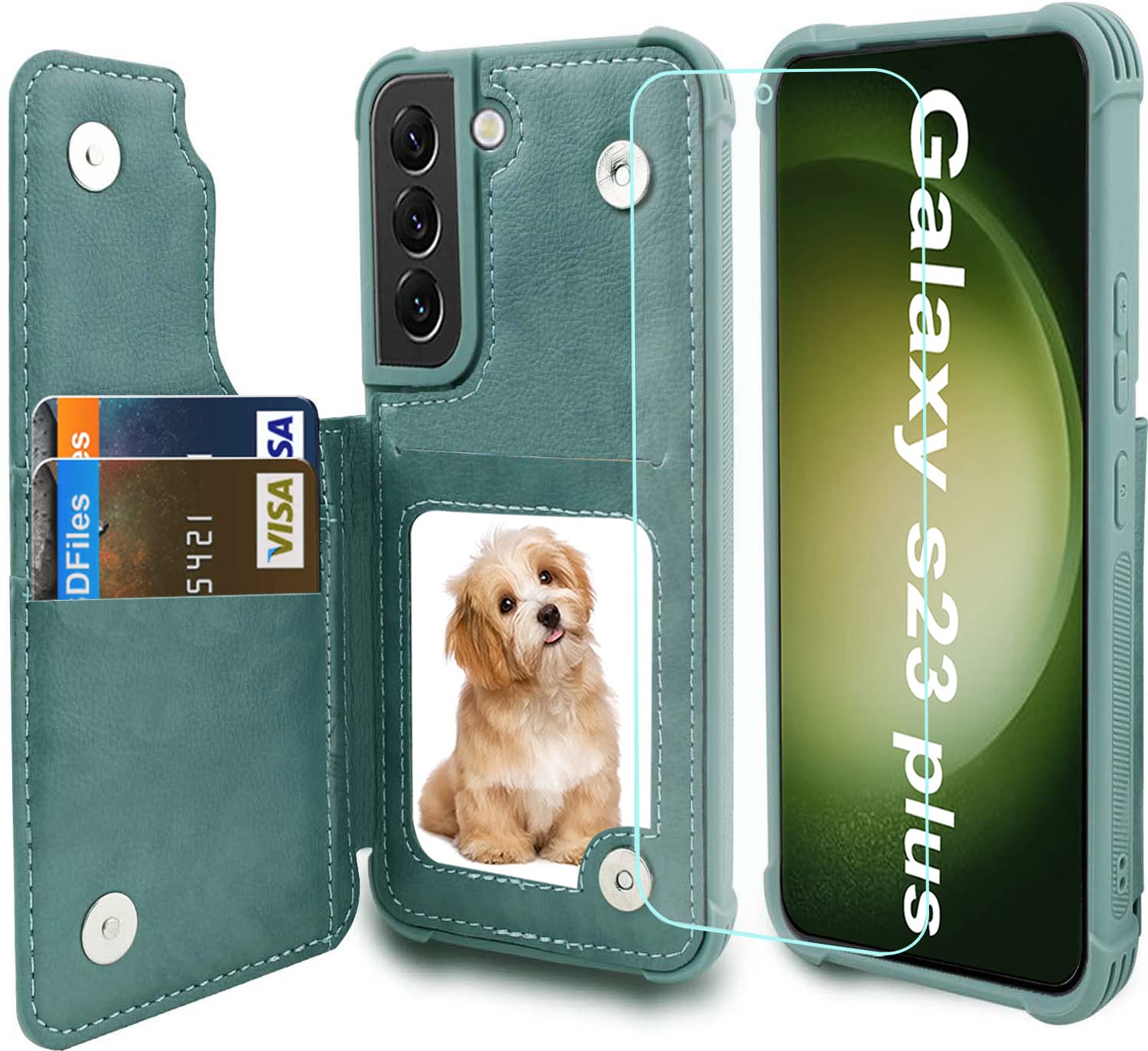 Vanavagy Wallet Case Compatible For Galaxy S23+ Plus For Women And Men,Leather Flip Folio Phone Cover Fits Magnetic Car Mount Wi