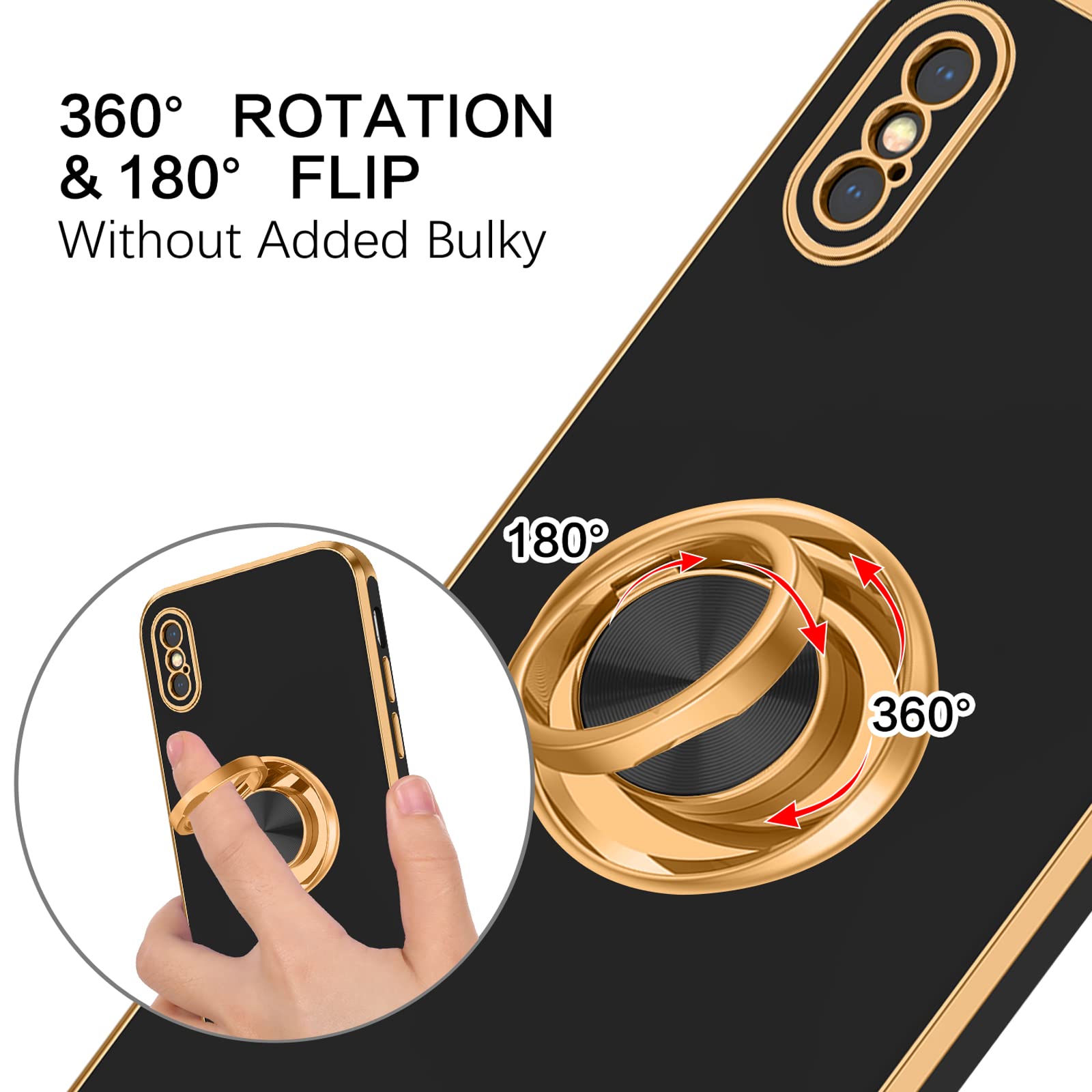 Bentoben For Iphone Xs Max Case, Phone Case Iphone Xsmax, Slim Fit Kickstand Ring Holder Design Shockproof Protection Soft Tpu B