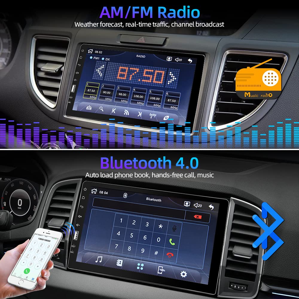 [Upgrade] 9 Inch Single Din Car Stereo Touchscreen Radio With Apple Carplay, Bluetooth, Android Auto, Mirrorlink, Podofo Car Radio With Fm/Usb/Sd/Aux/Subwoofer Ports, Fast Charging, Backup Camera