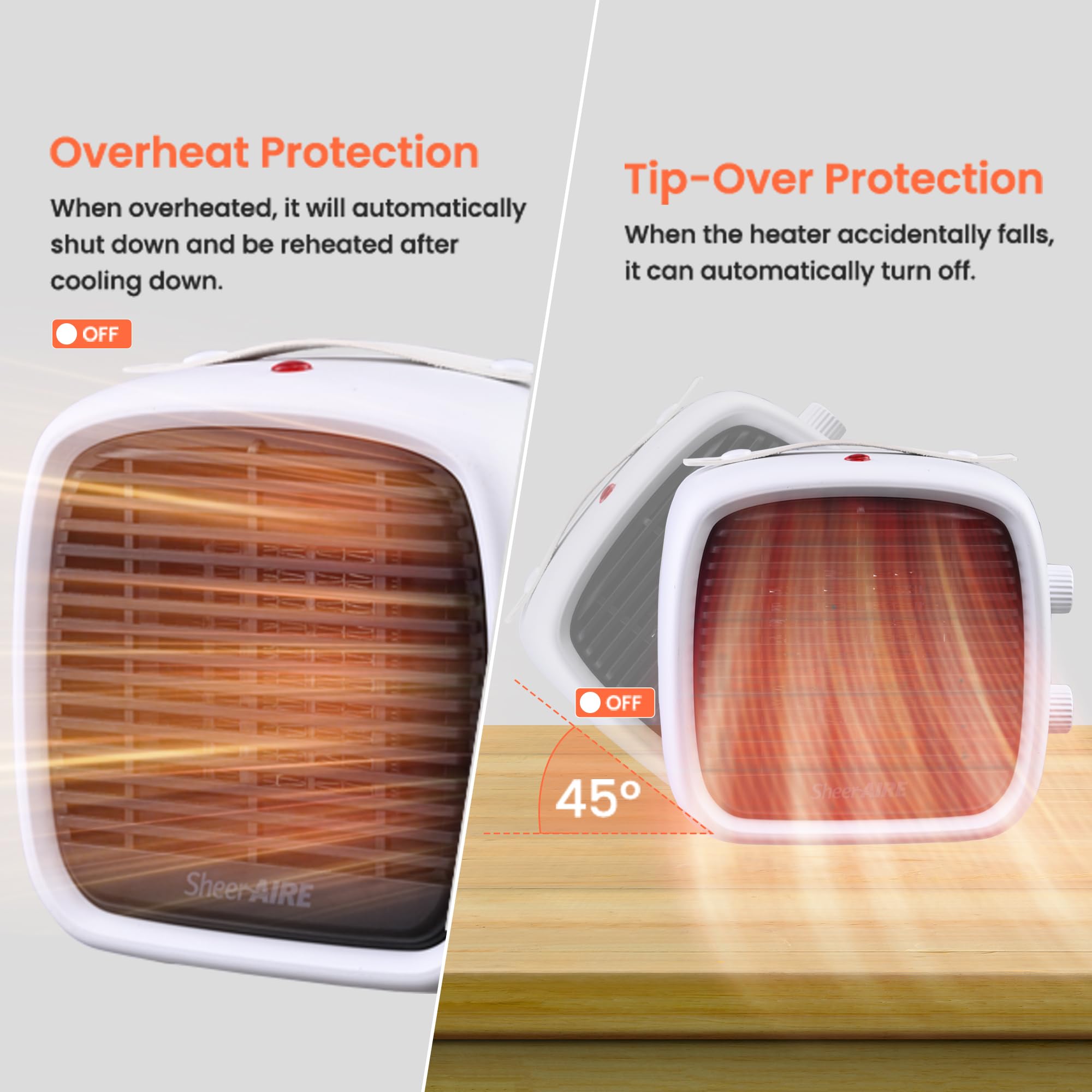 700W/1200W Ceramic Heater Simple White Small Heater Efficiency Energy Electric Desk Heater For Office Quiet Small Portable Heate