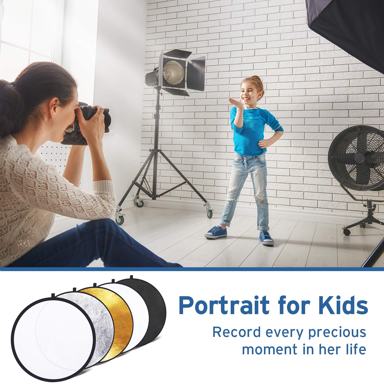 Etekcity 24'' (60Cm) 5 In 1 Photography Reflector Light Reflectors For Photography Multi Disc Photo Reflector Collapsible With B