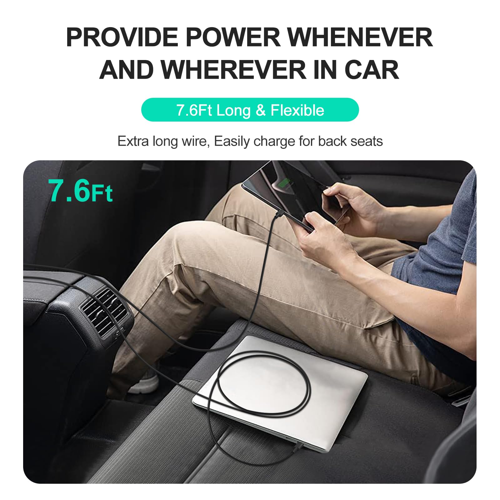 100W Car Charger, Laptop Car Charger Compatible With Dell Latitude/Dell Precision/Dell Xps, Macbook Pro/Air, Hp Spectre/Eliteboo