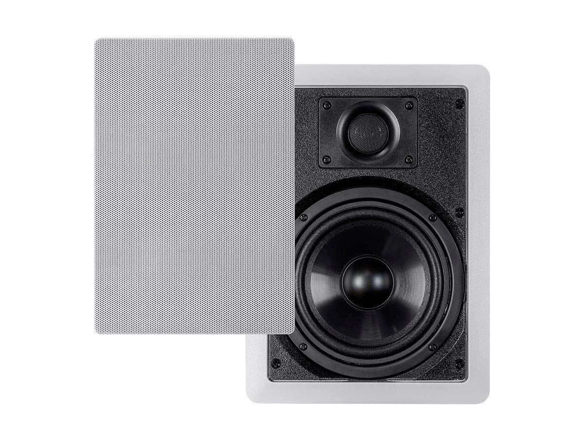 Monoprice 2-Way Polypropylene In-Wall Speakers - 6.5 Inch (Pair) With Paintable Grille - Aria Series,White