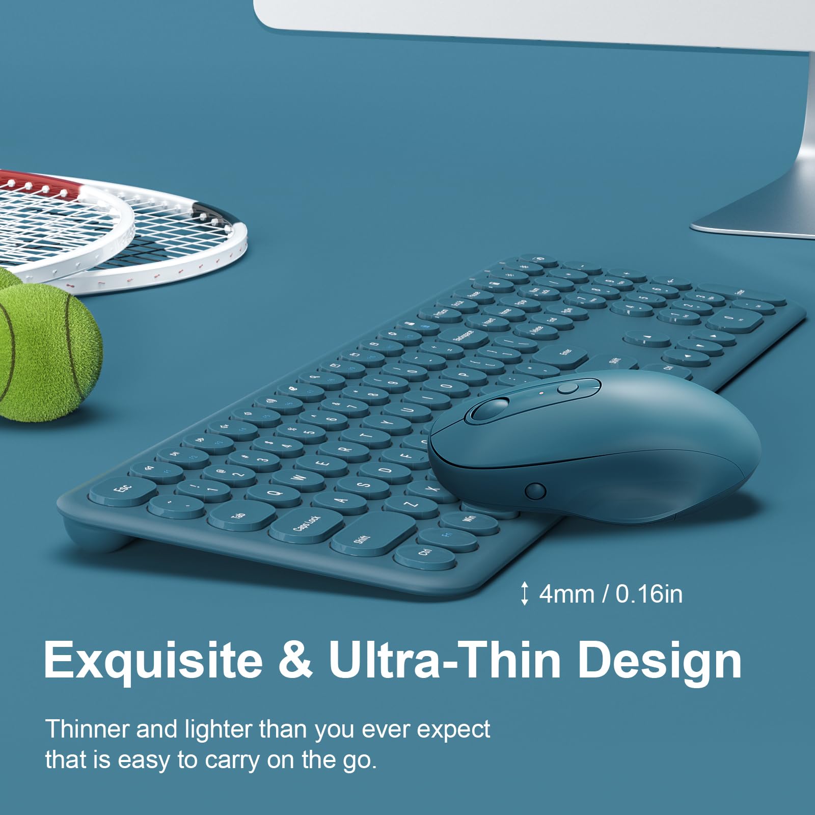 XTREMTEC Wireless Keyboard Mouse Combo - Ultra Slim, Silent, USB Receiver, Navy Blue-A