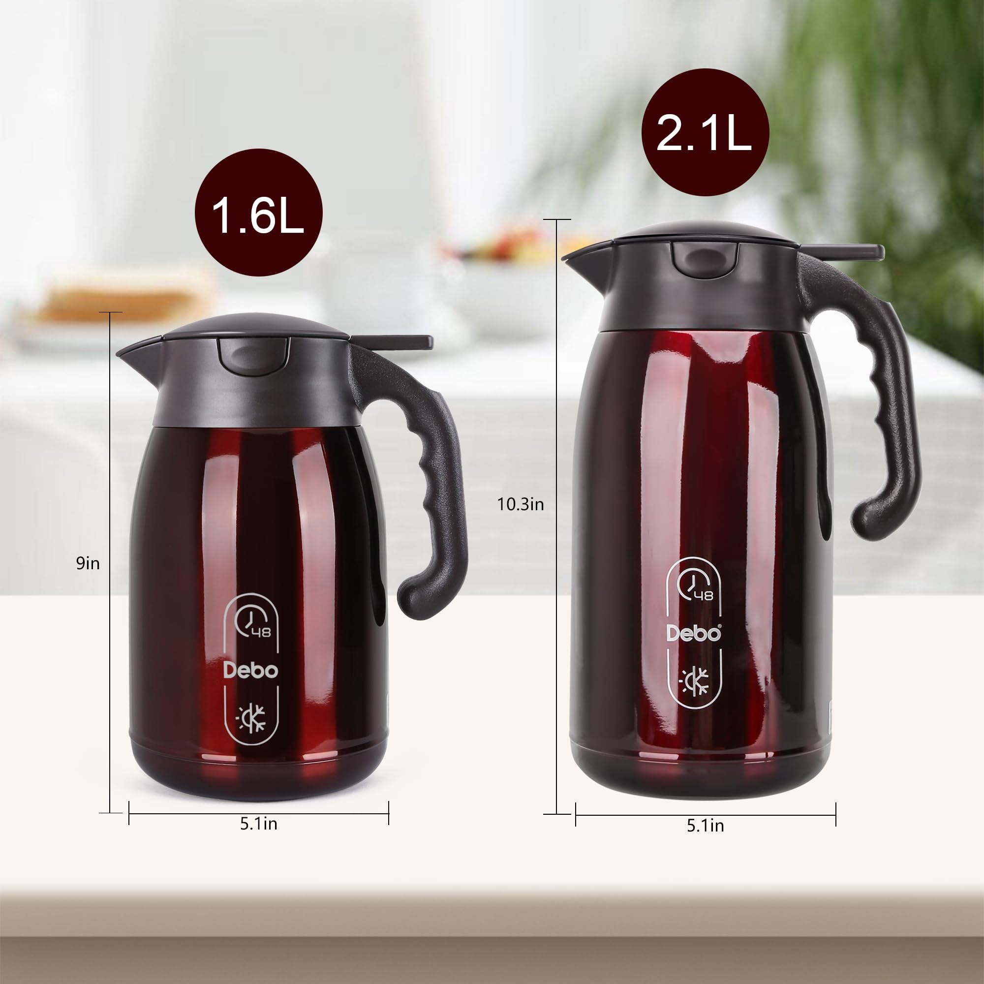 Thermal Coffee Carafe 56Oz Vacuum Coffee Carafe For Keeping Hot Liquids,Coffee Carafe,Thermal Stainless Steel, Coffee Carafes Pr
