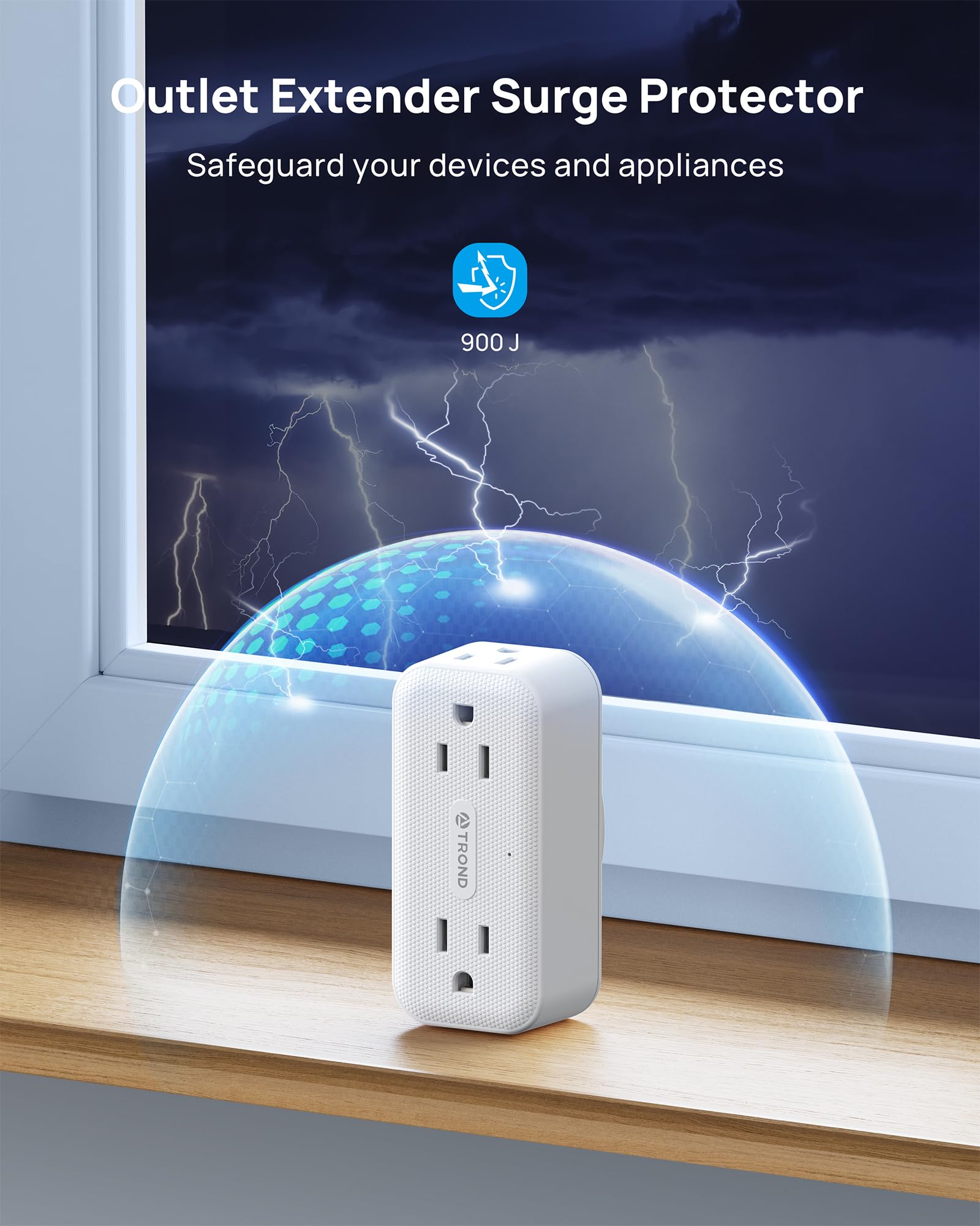 TROND 360 Rotating Outlet Extender 2 Pack, 4 AC Plug Adapter, 900 ...