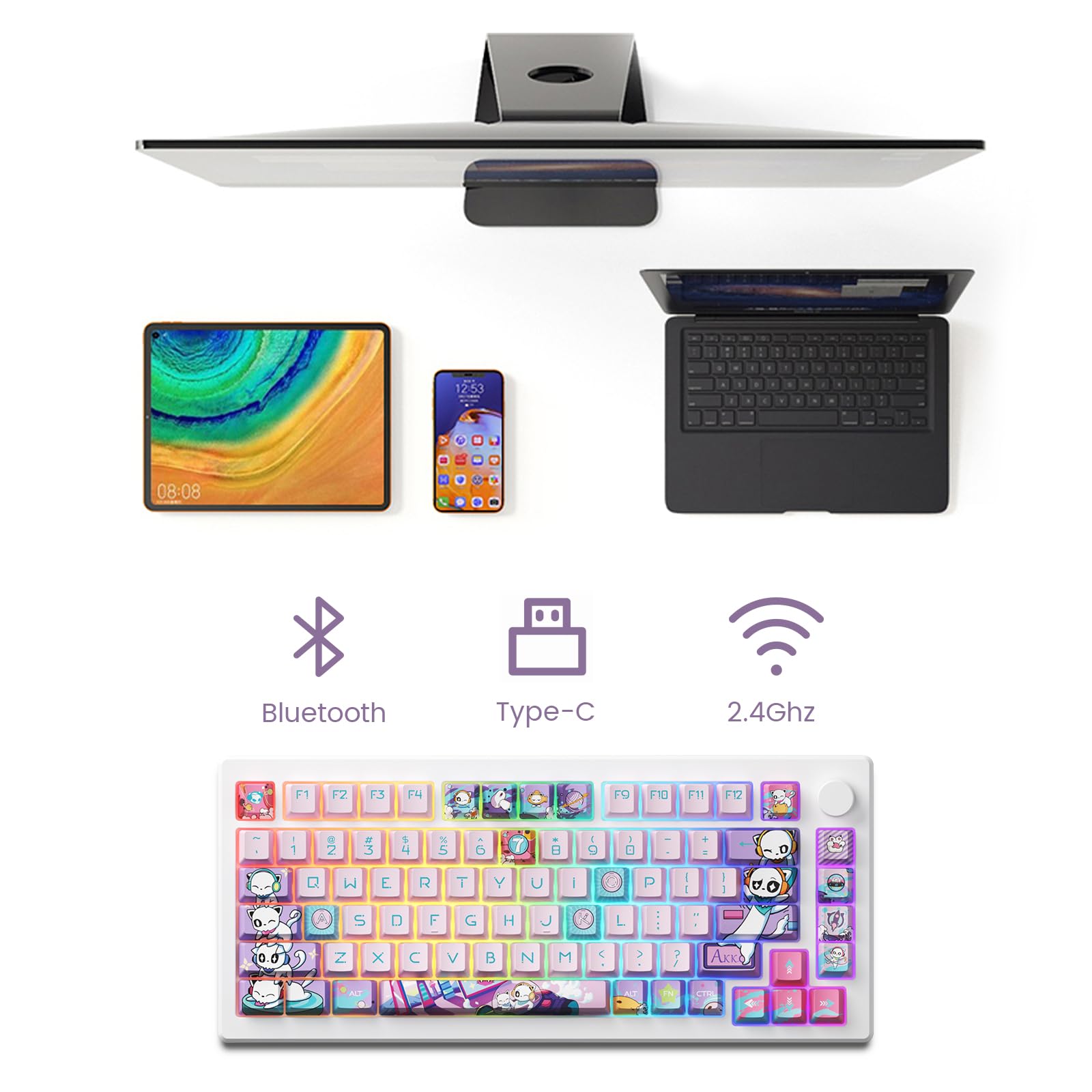 Akko Magnetic Switches Rapid Trigger Gaming Keyboard, Mod007B Pc Mechanical Keyboard With Knob, Rgb Backlit (Anniversary Version