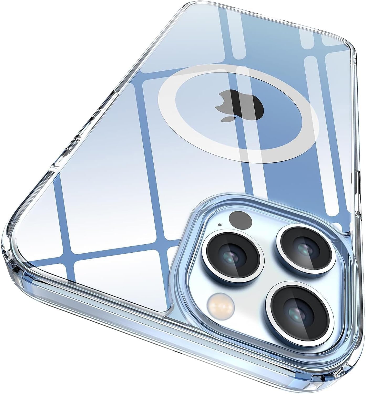 Yzoiko Strong Magnetic Translucent Case For Iphone 13 Pro Max [10Ft Military Grade Protection] Compatible With Fit Magnetic Shoc