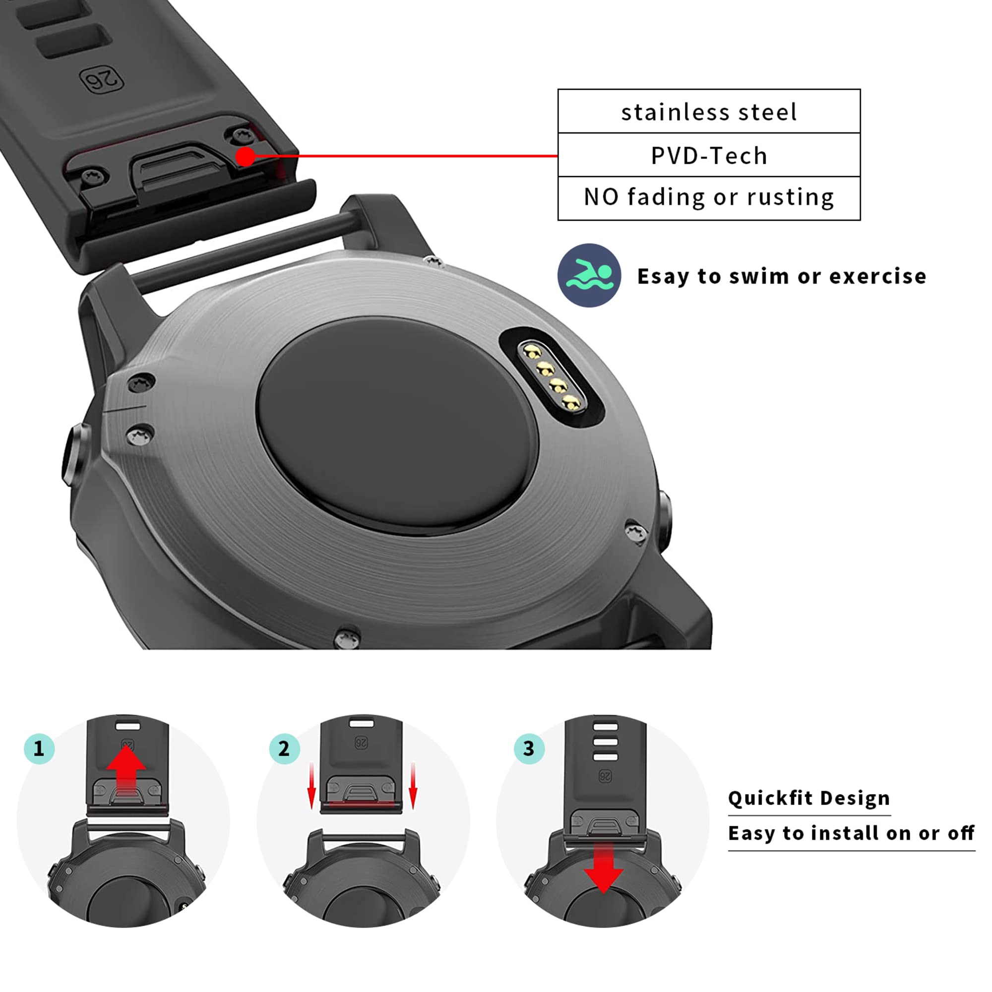 Hellosy Compatible With Garmin Fenix 5 Watch Band/Garmin Fenix 6 Watch Band, 22Mm Quickfit Watch Bands Replacement For Garmin 93