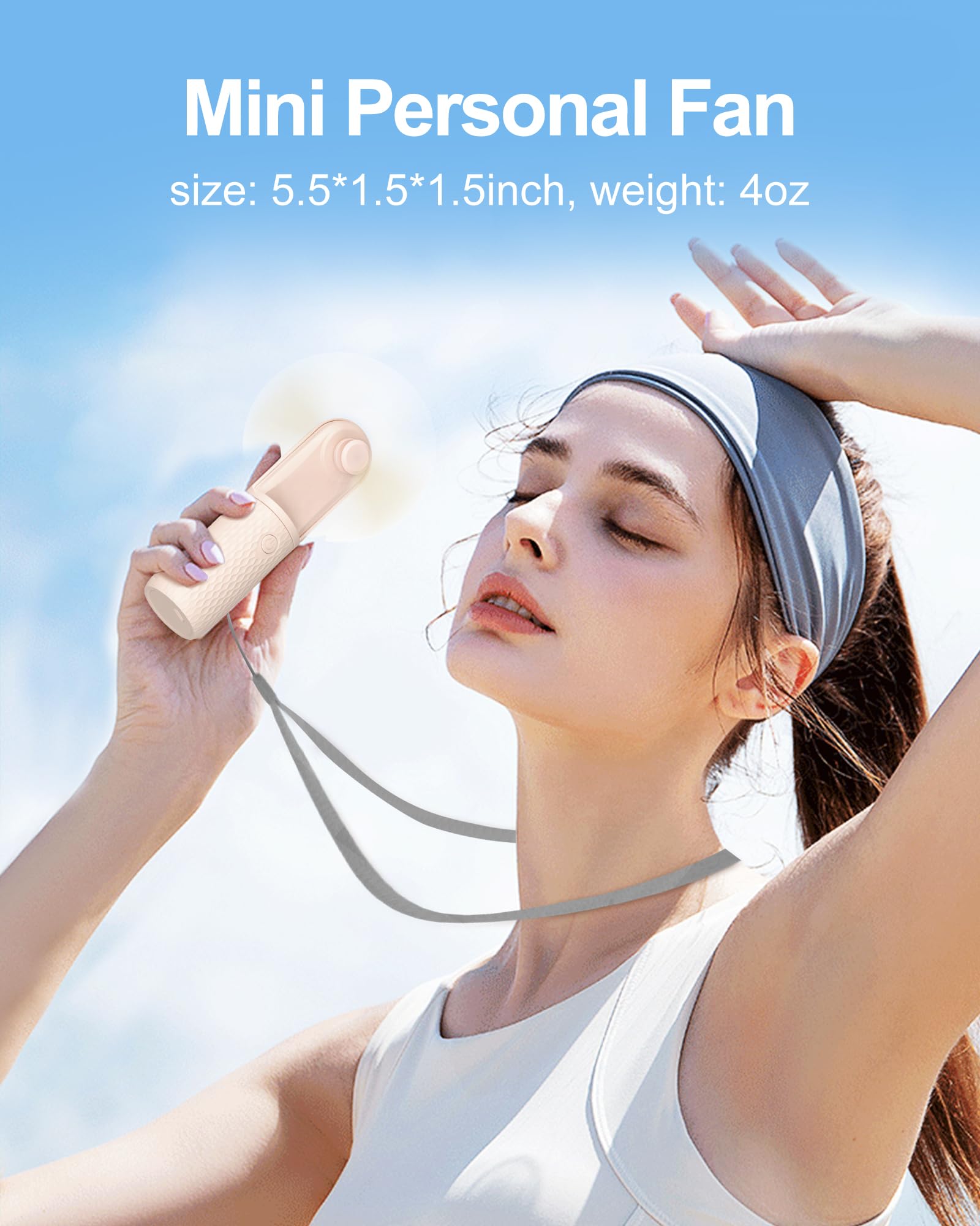 Coohea Portable Fan Mini Handheld Fan Small Makeup Lash Fan Powerful Personal Cooling Fan Usb Rechargeable Battery Operated, Han