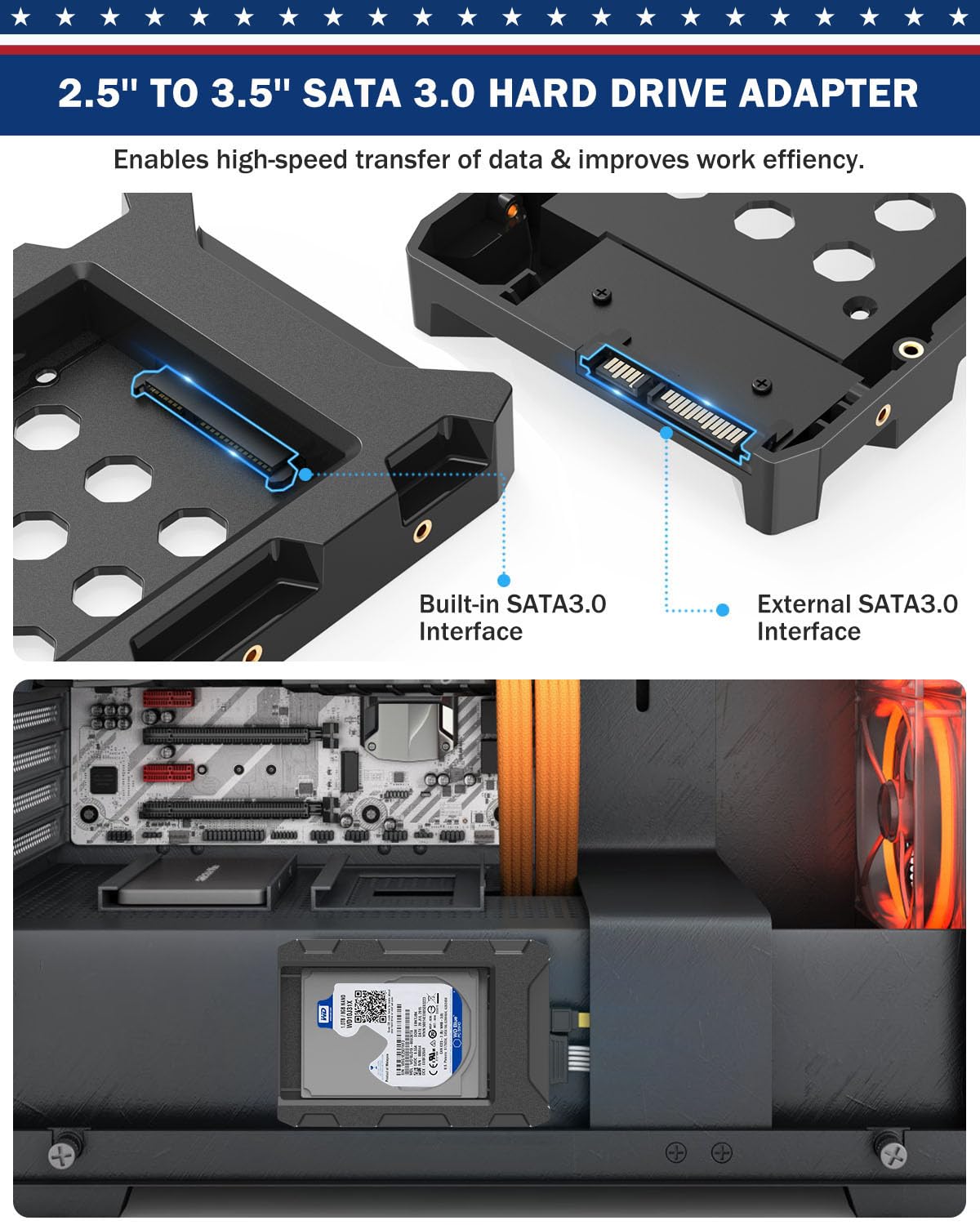 Decorstat 8 Pack 2.5''Ssd To 3.5'' Sata Hard Disk Drive Adapter Hdd Cage Abs Mounting Bracket Kit Internal Drive Bay Converter H