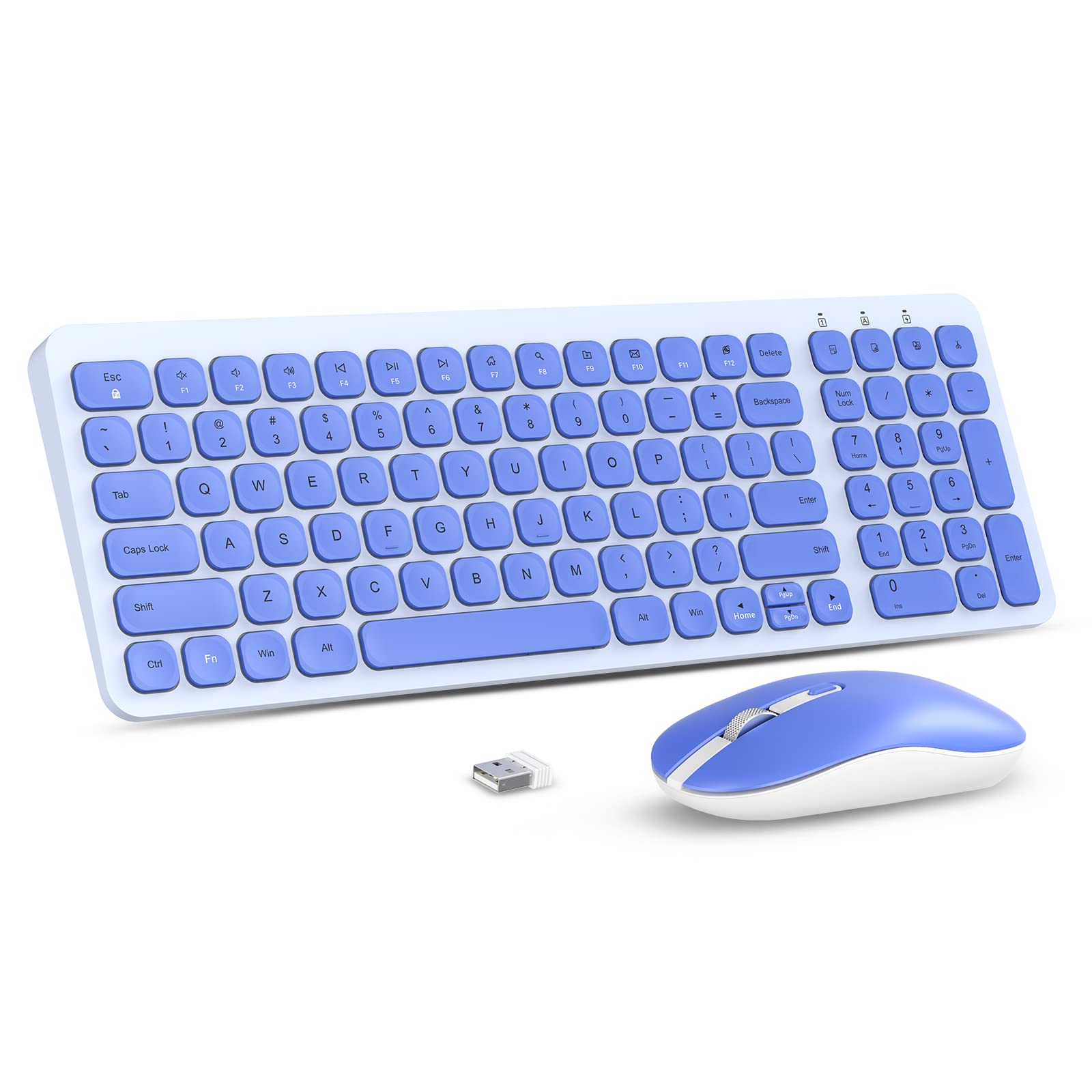 Cimetech Wireless Keyboard Mouse Combo, Compact Full Size Wireless Keyboard And Mouse Set Less Noise Keys 2.4G Ultra Thin Sleek