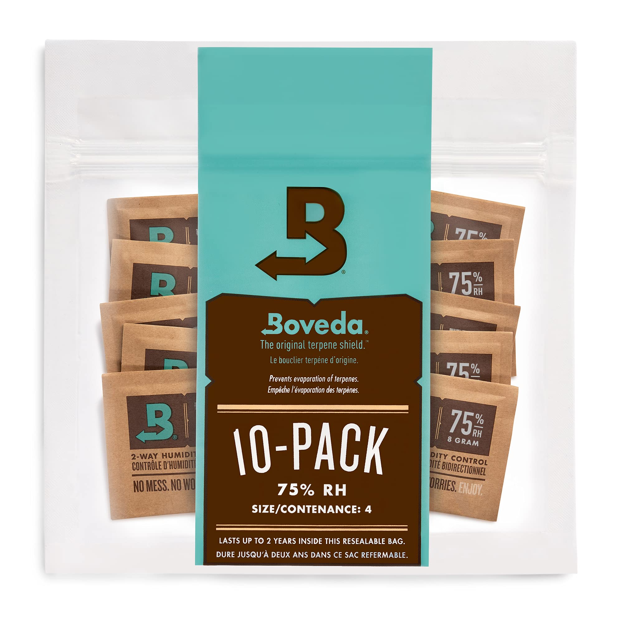 Boveda 75% Two Way Humidity Control Packs For Storing Up To 5 Items   Size 8   10 Pack   For Small Non Plastic Travel Cases   Mo