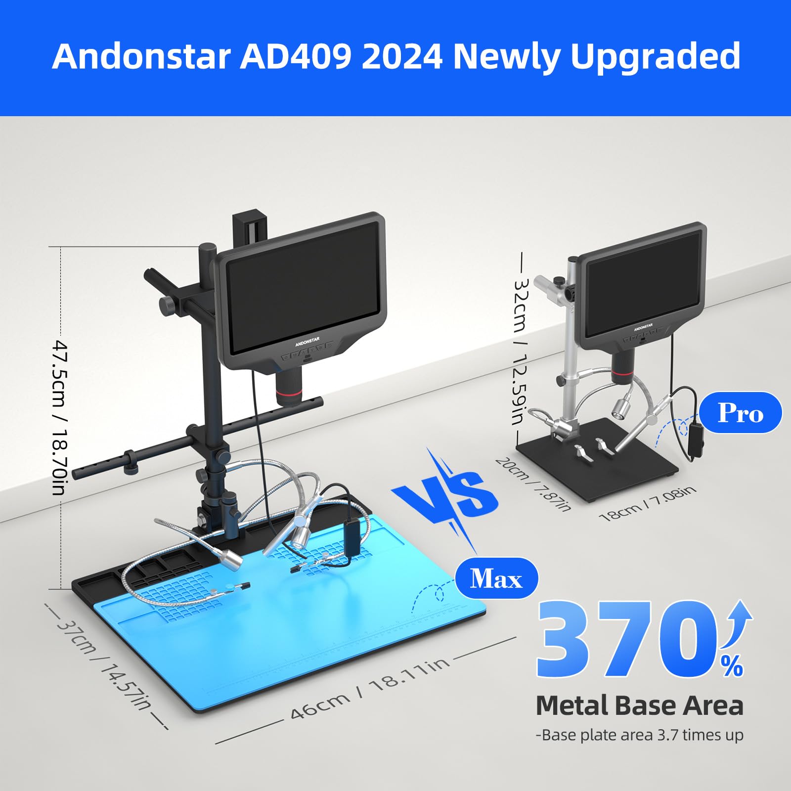 Andonstar Ad409 Max Hdmi Digital Microscope With Soldering Station, Endoscope, 10.1 Inch Lcd Screen, 300X Usb Electronic Microsc
