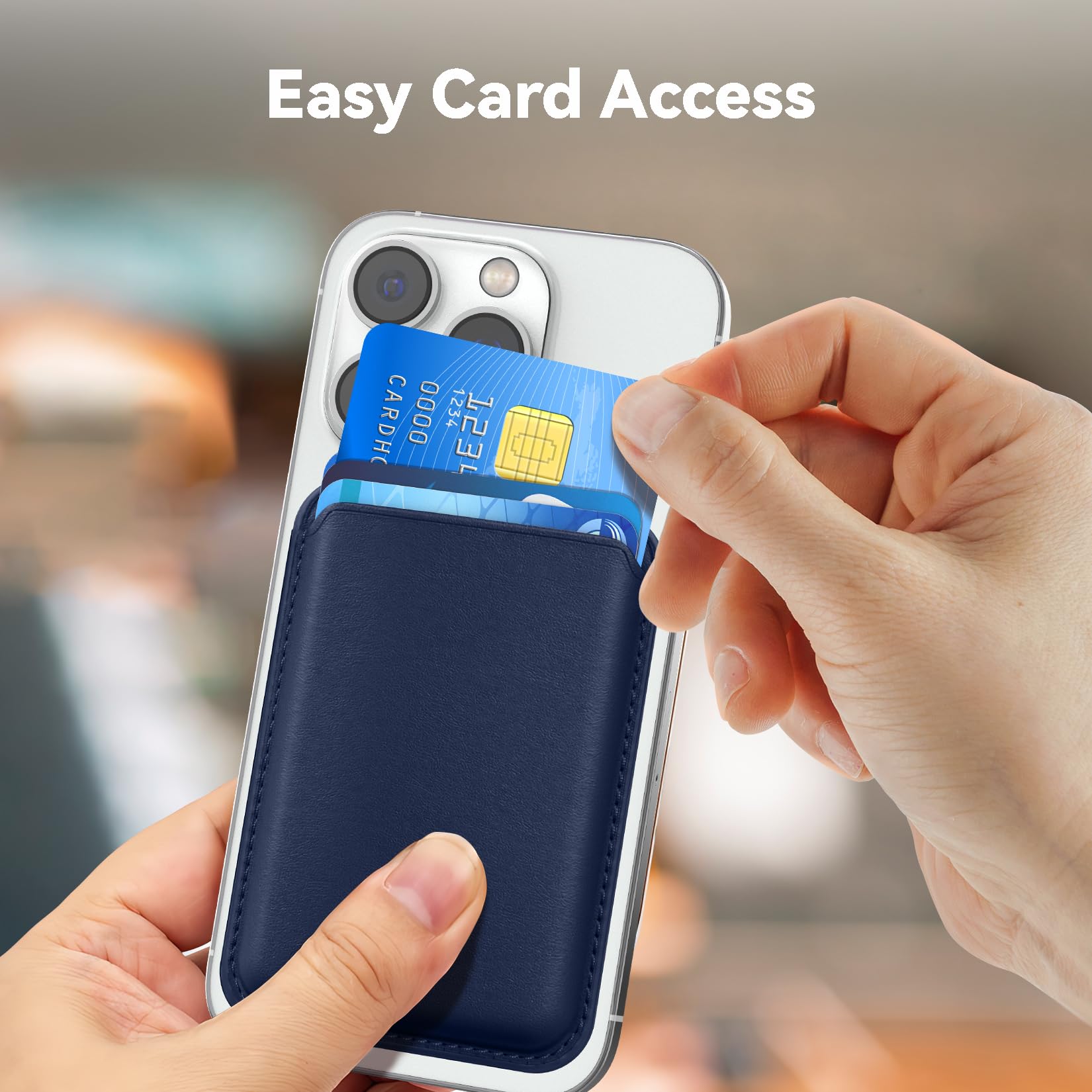 Amzone Magnetic Wallet Cell Phone Card Sleeves For Phone Case With Mag Safe, Stronger Magnetic Rfid Leather Phone Wallet Stick O