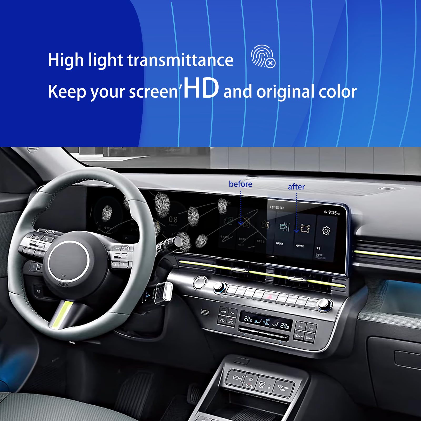 Xxciwp 2024 Hyundai Kona Screen Protector For 2024 Hyundai Kona N Line/Limited Dual 12.3Inch Plastic Screen Protector Hd Touchsc