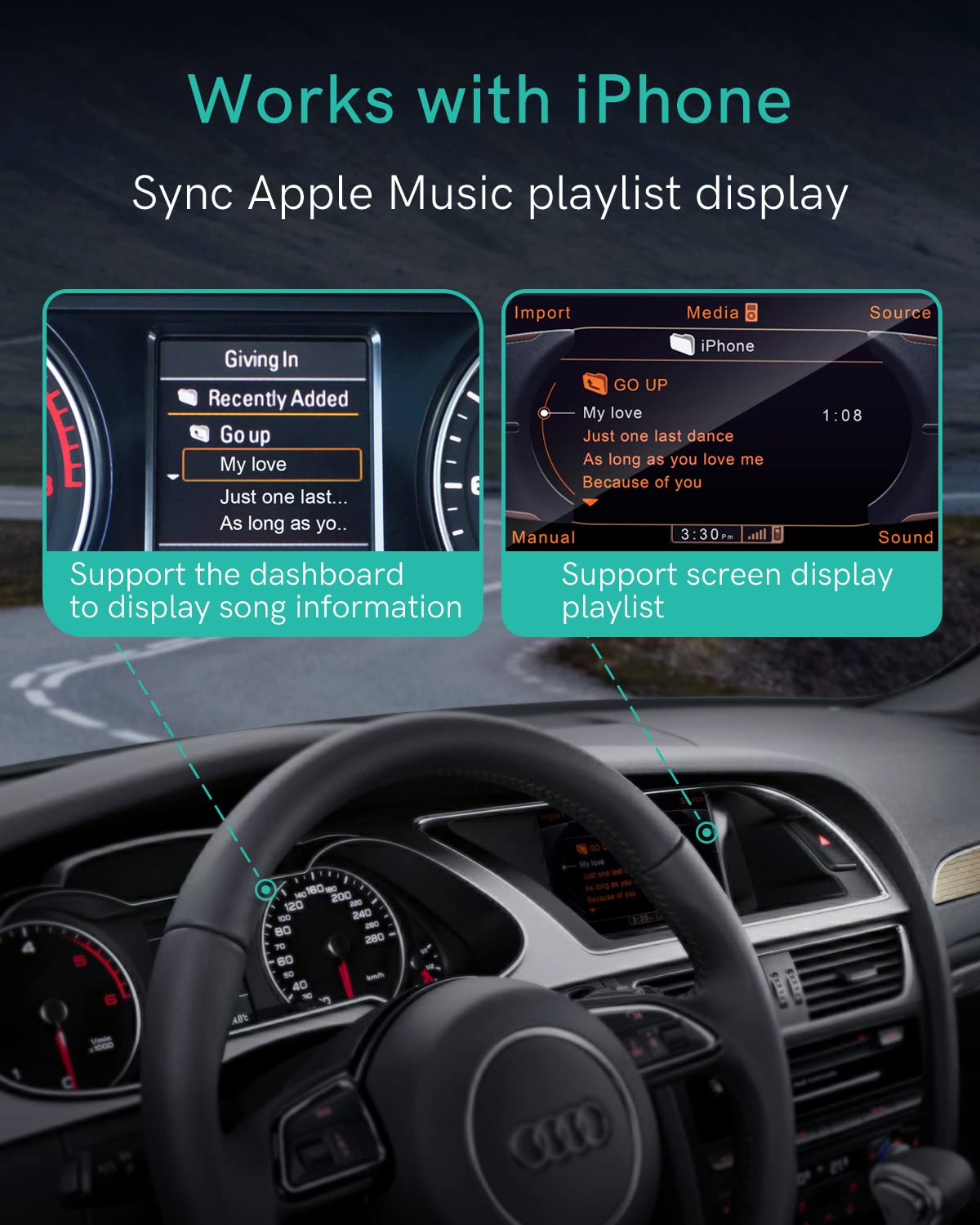 Choocl Bluetooth 5.0 Aptx Hd Car Adapter Compatible For Audi Ami Mmi, Mercedes Media Interface And Volkswagen Mdi Connector (A2