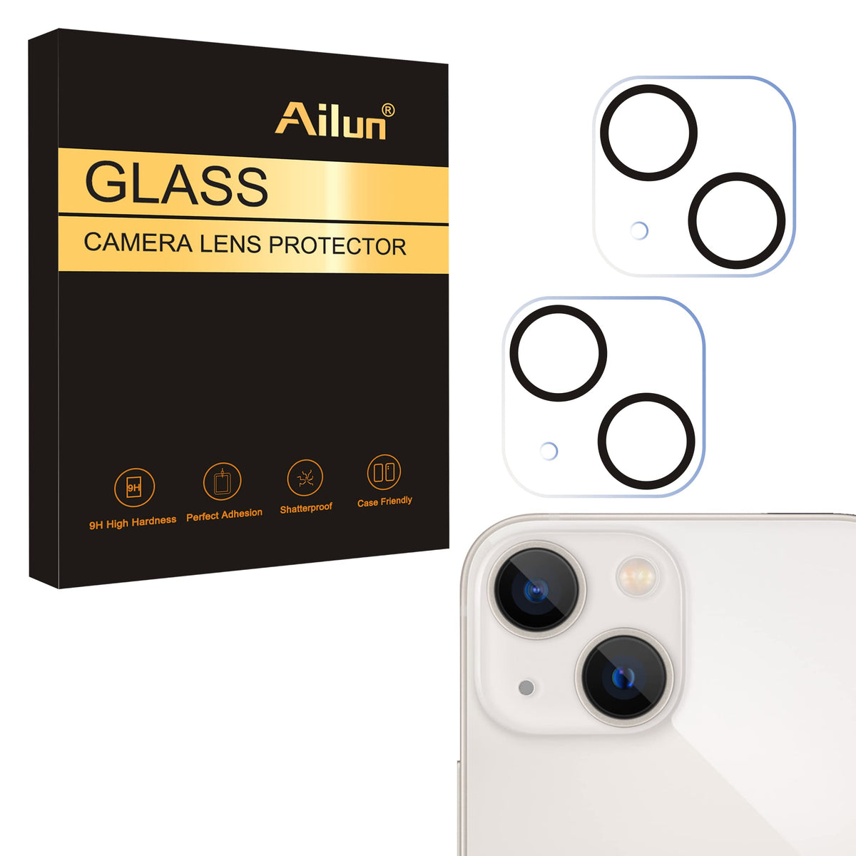 Ailun Camera Lens Protector For Iphone 13 6.1'' & Iphone 13 Mini 5.4'',Tempered Glass,9H Hardness,Ultra Hd,Anti Scratch,Easy To