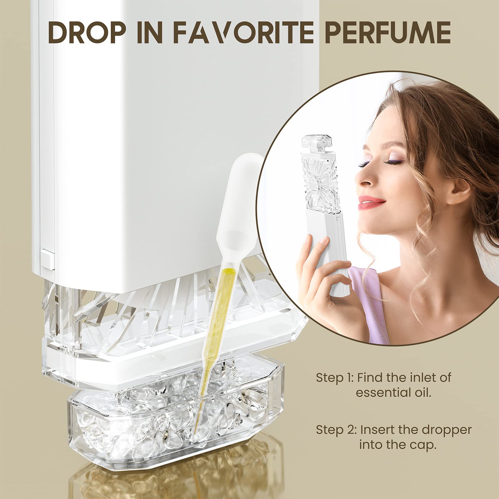 Lightdesire Handheld Fan With Crystal Stones, Mini Personal Fan Quiet Retractable, Cooling Portable Fan Rechargeable 3 Speeds Mo