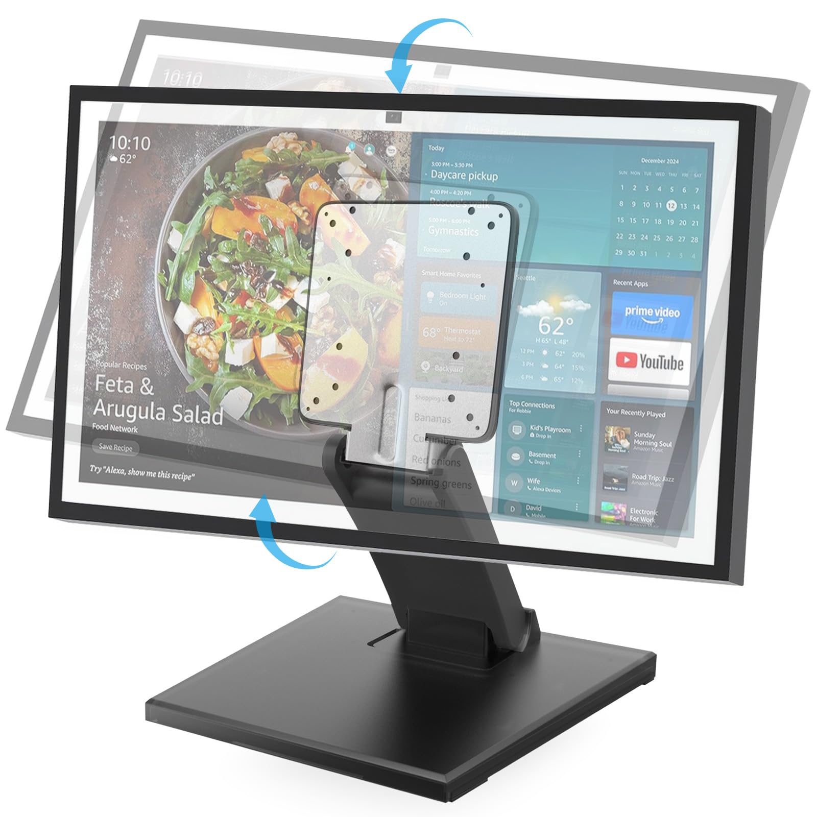 Jakeko Lay Flat Monitor Stand 24 inch - Low Foldable Monitor Stand Universal VESA 100 Adjustable