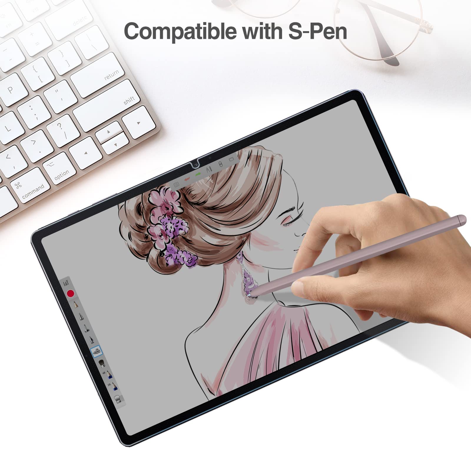 ProCase Anti-Spy Tempered Glass Privacy Screen Protector for Galaxy Tab S10 Plus/S9 FE Plus/S9 Plus/S8 Plus/S7 FE 12.4 Inch - Black