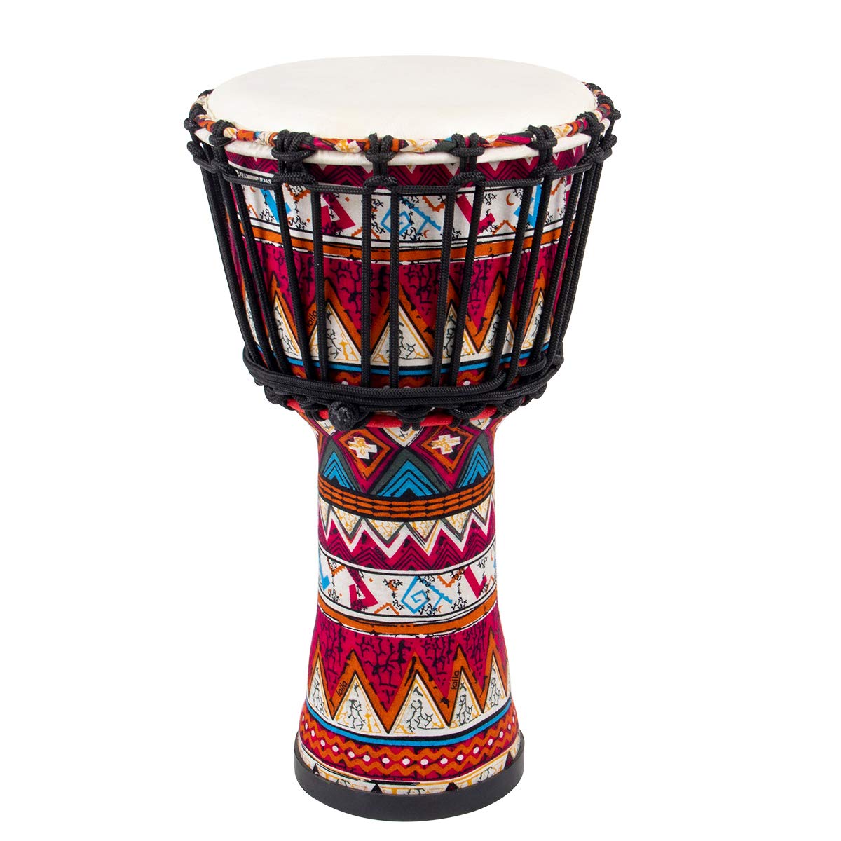 Lotmusic African Djembe Drum, Standard 8'' Red Cloth Stitched Congo Drum, Professional Bongo Drum With Goatskin Drumhead