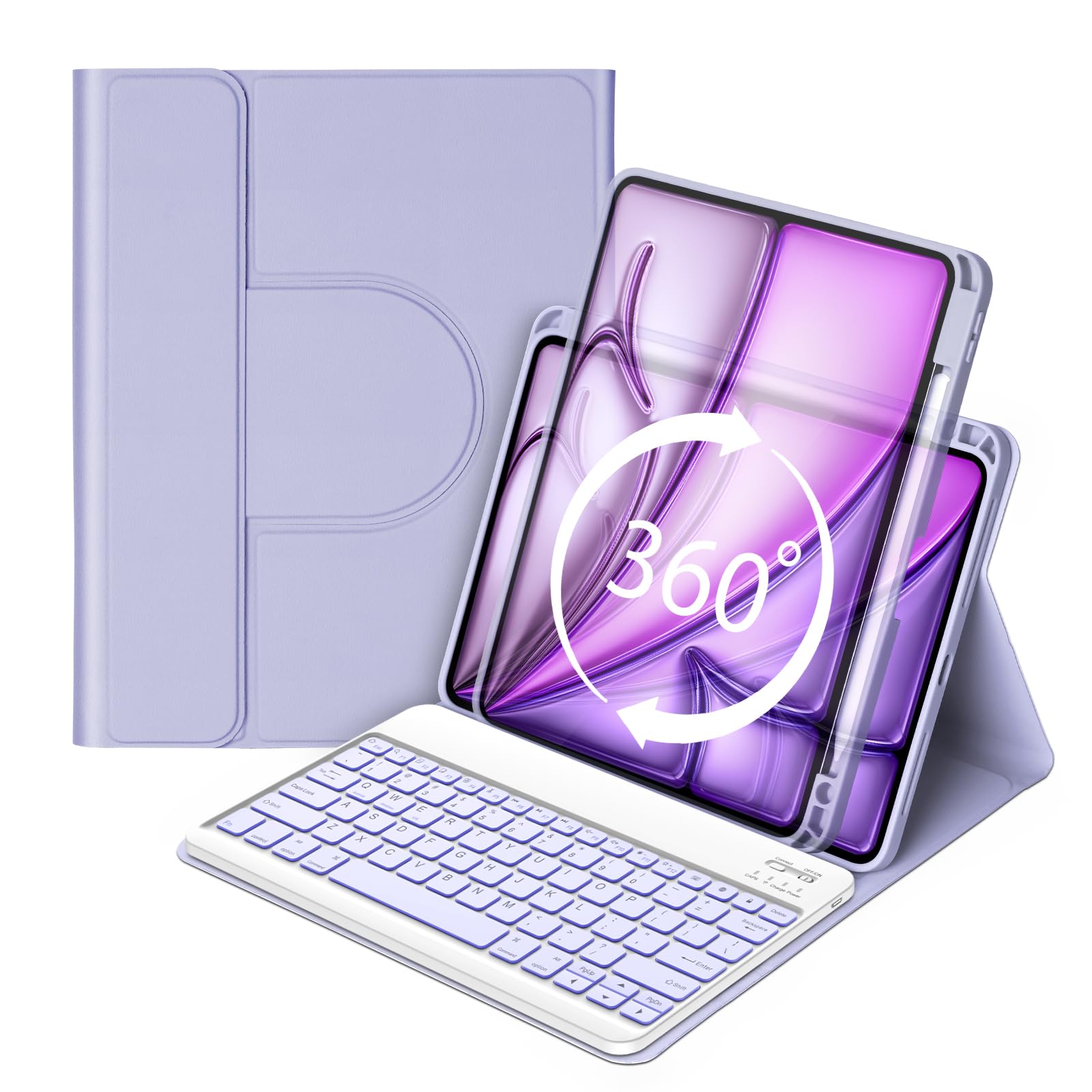 GOOJODOQ Keyboard Case for iPad Air 6 13-inch 2024 M2,iPad Pro 12.9 inch 6th/5th/4th/3rd Gen,360 Rotating Case and Magnetic Deta