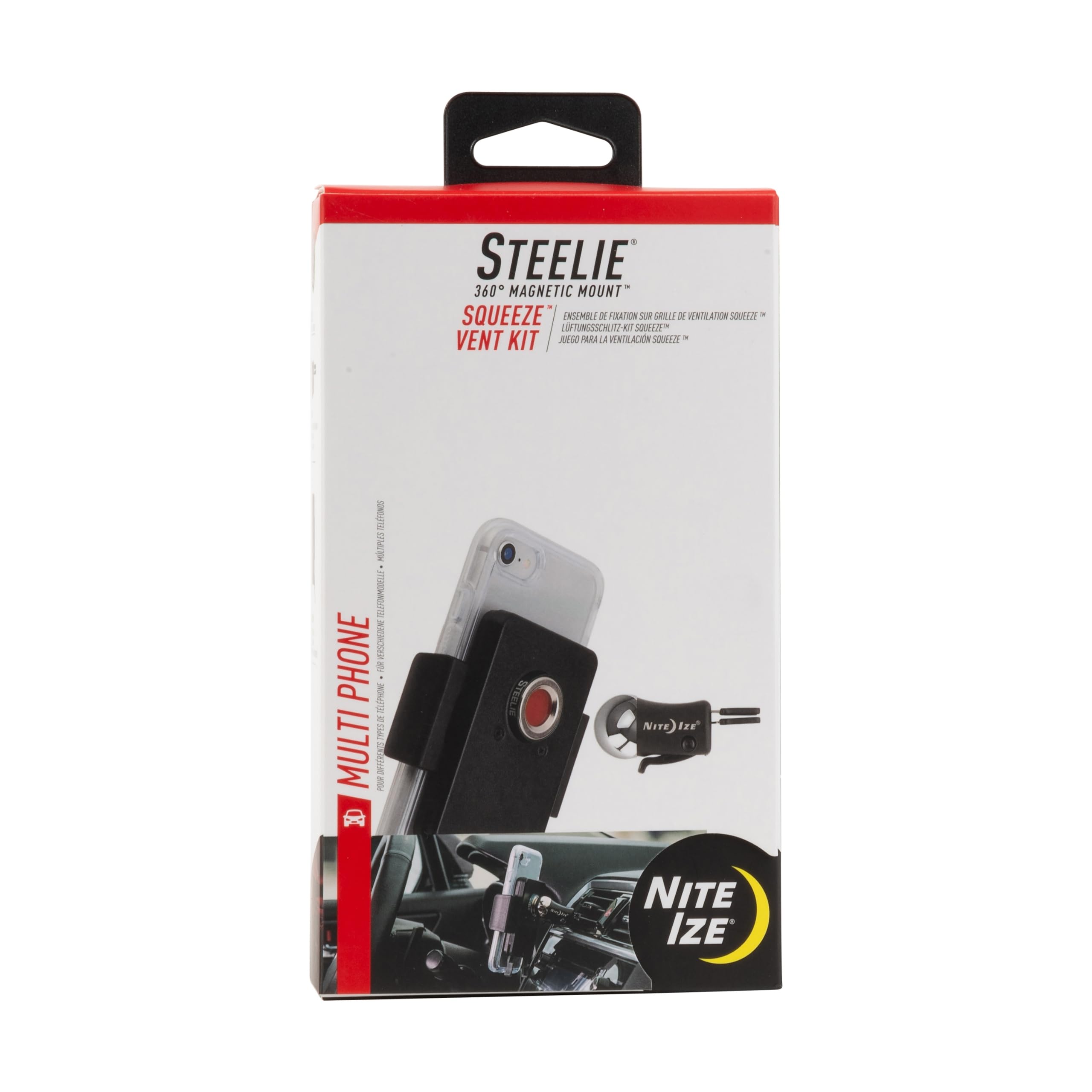 Nite Ize Steelie Vent Kit - Magnetic Cell Phone Holder For Car Vents - Phone Mount - Squeeze