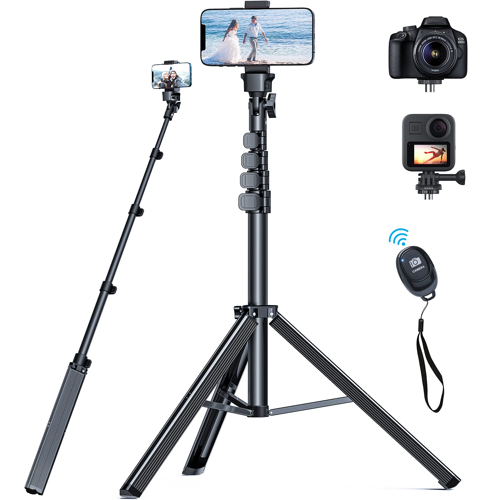 Nexboom Iphone Tripod   66'' [Stable & Tall] Iphone Tripod Stand With Remote, Tripod For Iphone Compatible With Iphone 15 Pro Ma