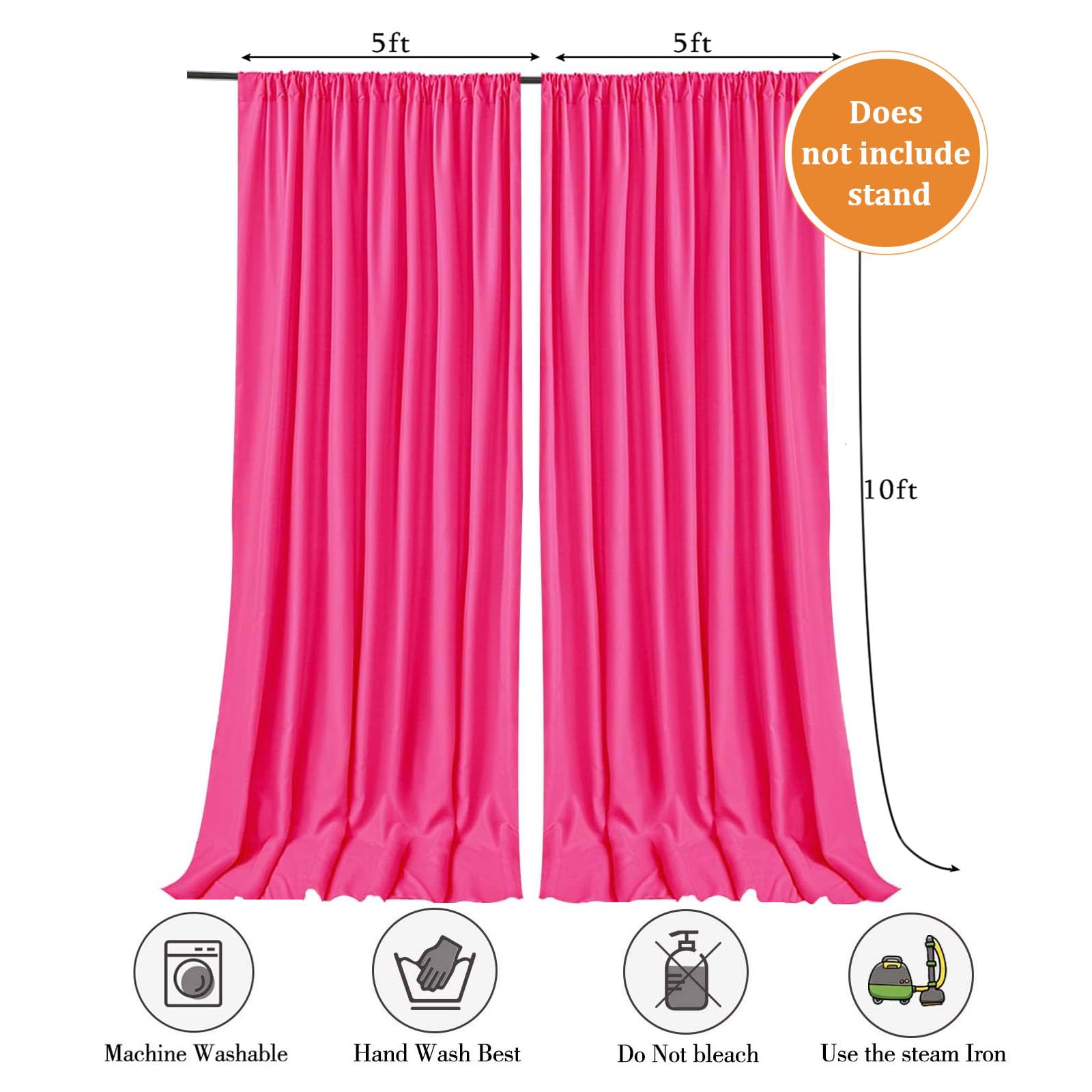 10 X 10 Feet Fuschia Backdrop Curtain For Partie, Background Curtains For Photoshoot, Birthday, Wedding, Halloween, Thanksgiving