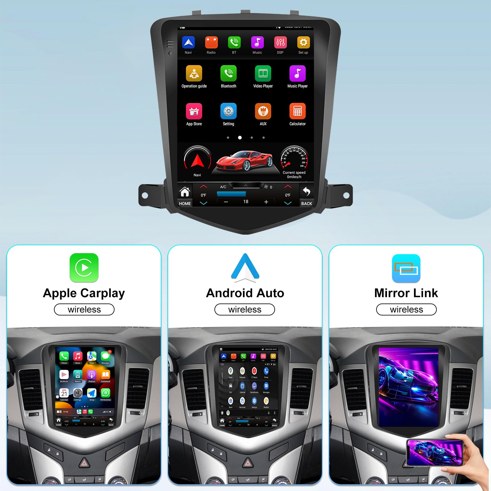 4Gb+32Gb Upgrade Car Stereo Radio For Chevrolet Chevy Cruze 2009 2015   Wireless Carplay And Android Auto Gps Navigation   5Gwif