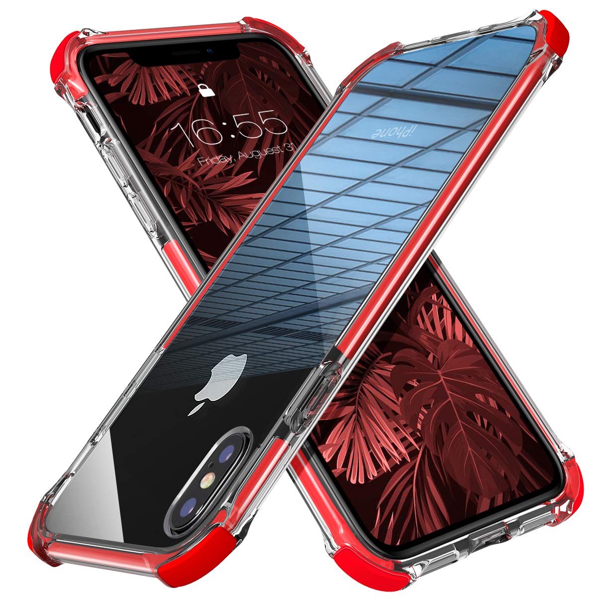 Mateprox Iphone Xs Max Case Clear Hybrid Tpu Hard Cover With Thin Shockproof Bumper Protective Case For Iphone Xs Max 6.5'' (Red