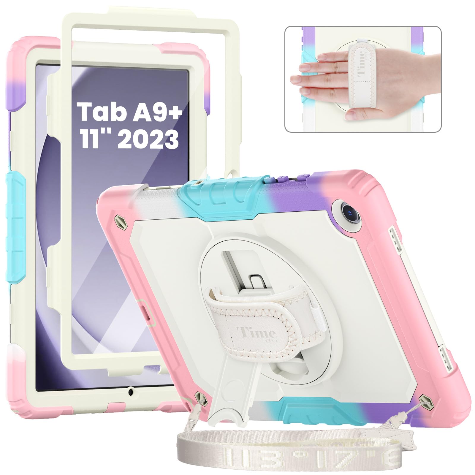 Timecity Case For Samsung Galaxy Tab A9 Plus Case 11 Inch 2023 With Screen Protector For Girls Kids, Shockproof Case For Galaxy