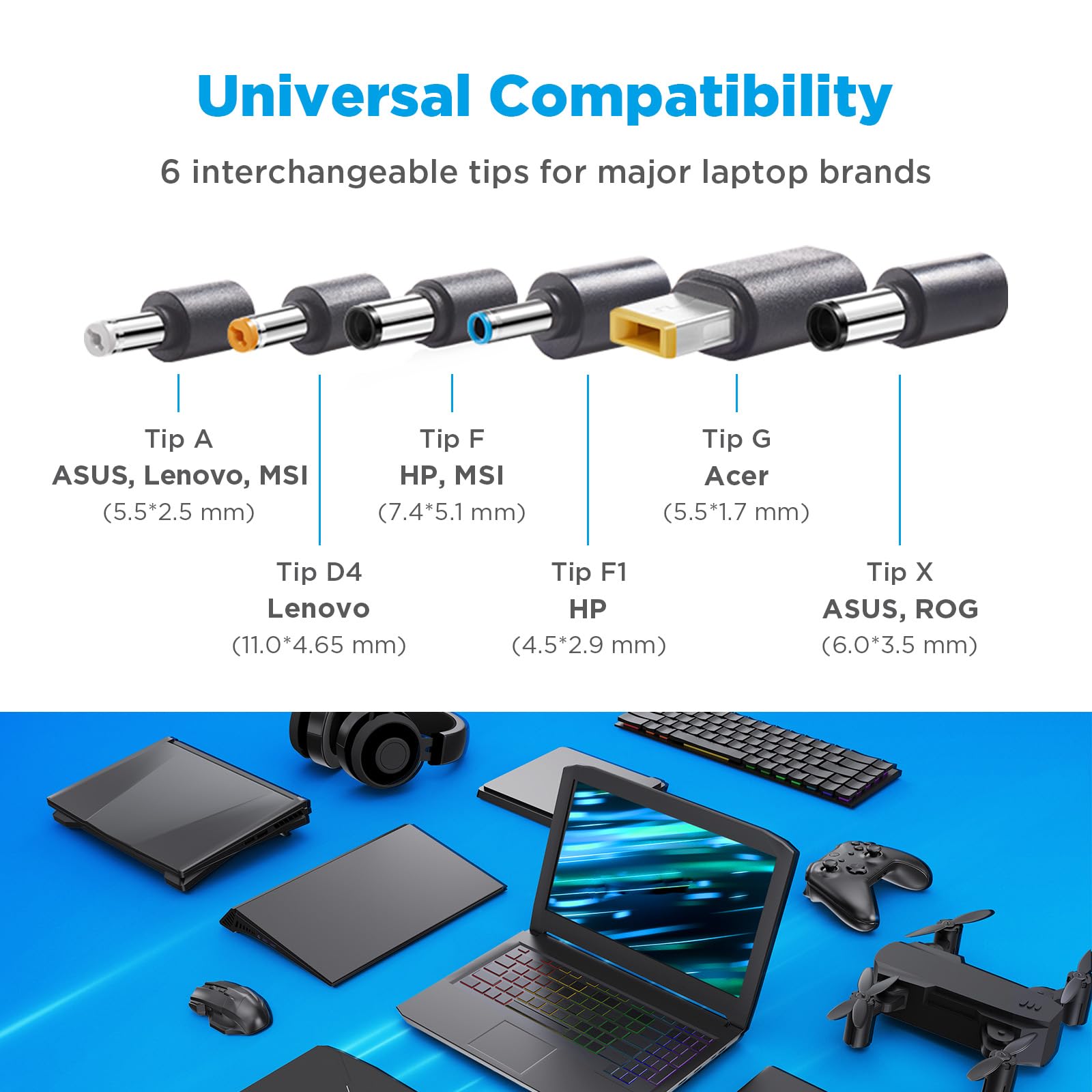 Innergie T18 (180G) 180W 150W Universal Gaming Laptop Charger Power Adapter For Acer Asus Rog Hp Lenovo Msi 100 240V Ac Input 19
