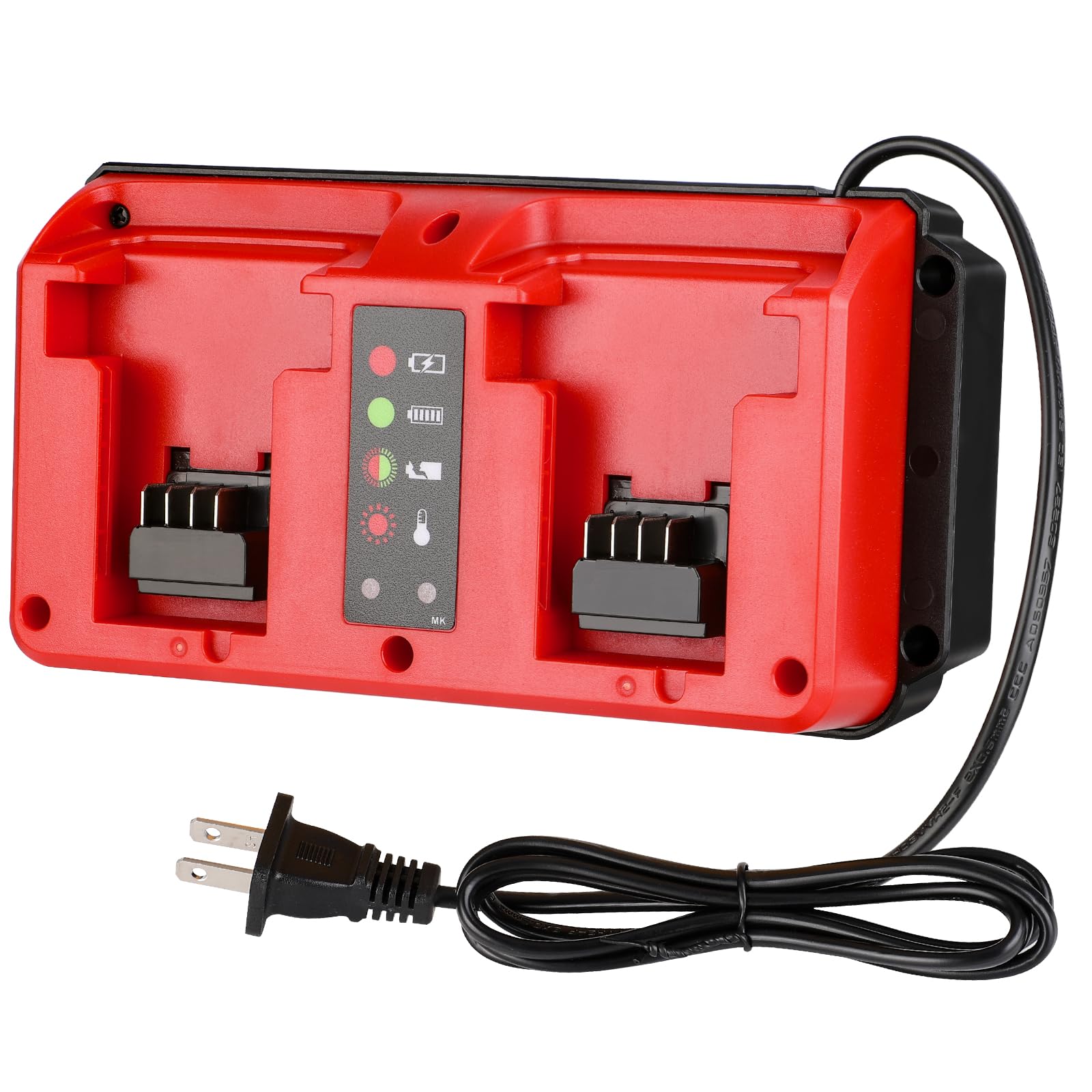 Mewryytuo 18V Battery Dual Charger Station 2 Port Compatible with Milwaukee M18 18V Battery, Mini Multi-Voltage Charger Input 10
