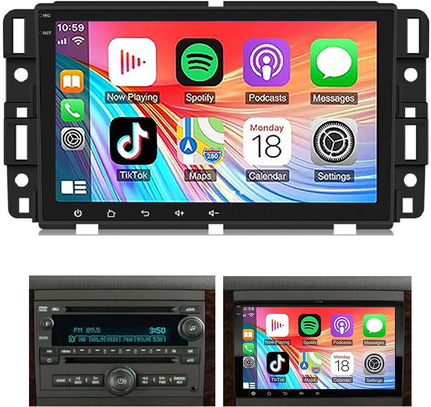 Car Radio For 2007-2012 Chevrolet Chevy Silverado Impala Gmc Sierra Acadia Enclave Yukon With Wireless Carplay Android Auto,8'' 