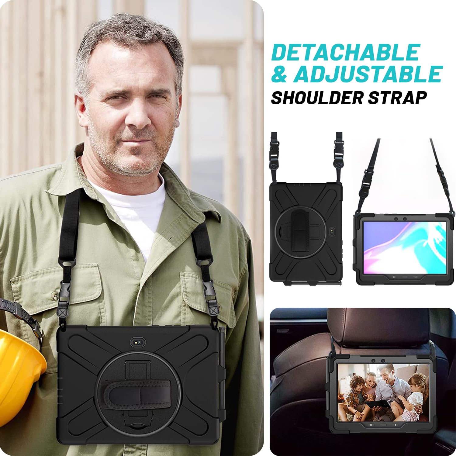 Dreamerx For Galaxy Tab Active4 Pro Case With Strap, Galaxy Tab Active Pro 10.1 Kids Case, Heavy Duty Rugged Shockproof Cover St