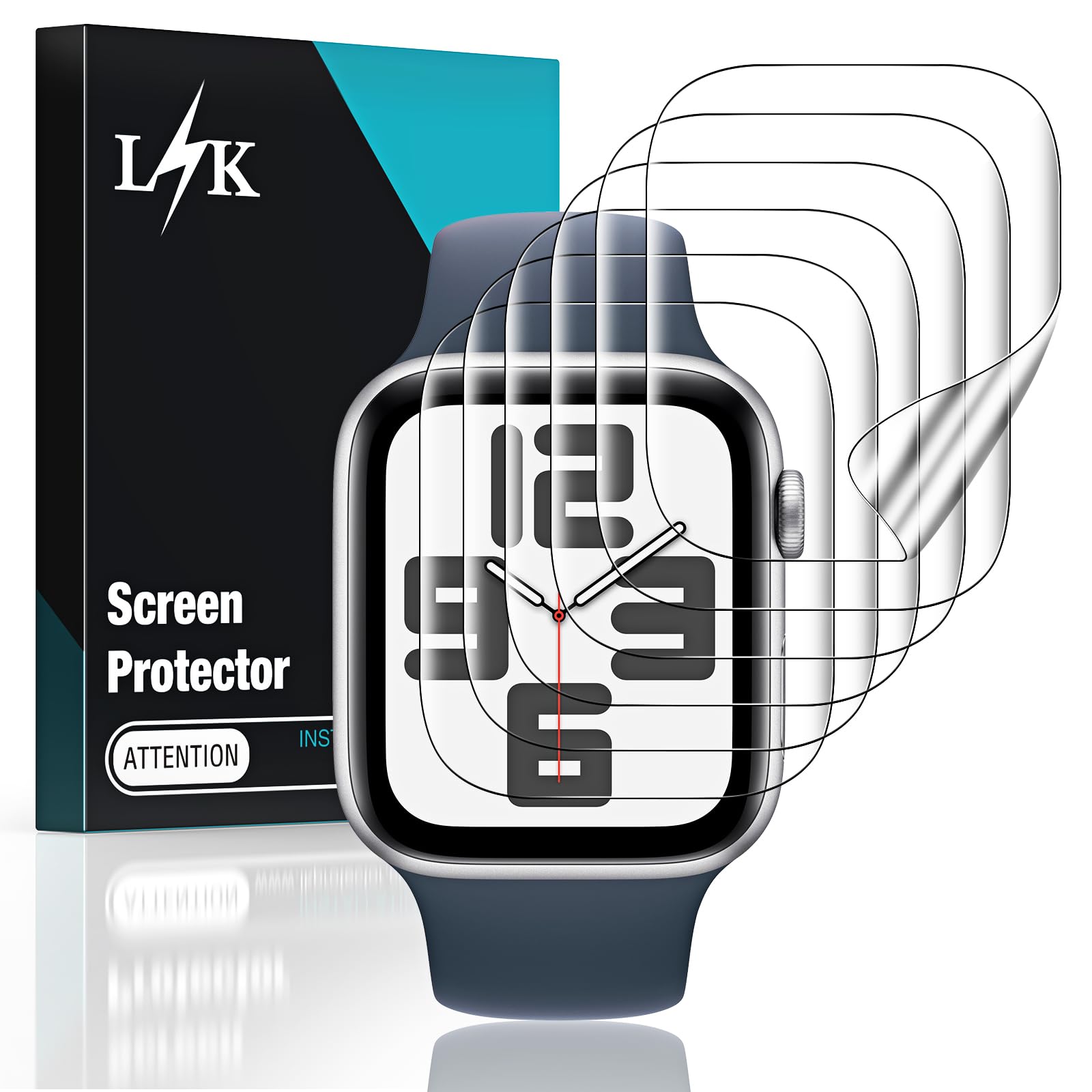 L?K 6 Pack Tpu Screen Protector For Apple Watch 44Mm Se Series 6/5/4   Anti Scratch No Bubbles [Touch Sensitive] Upgrade Flexibl