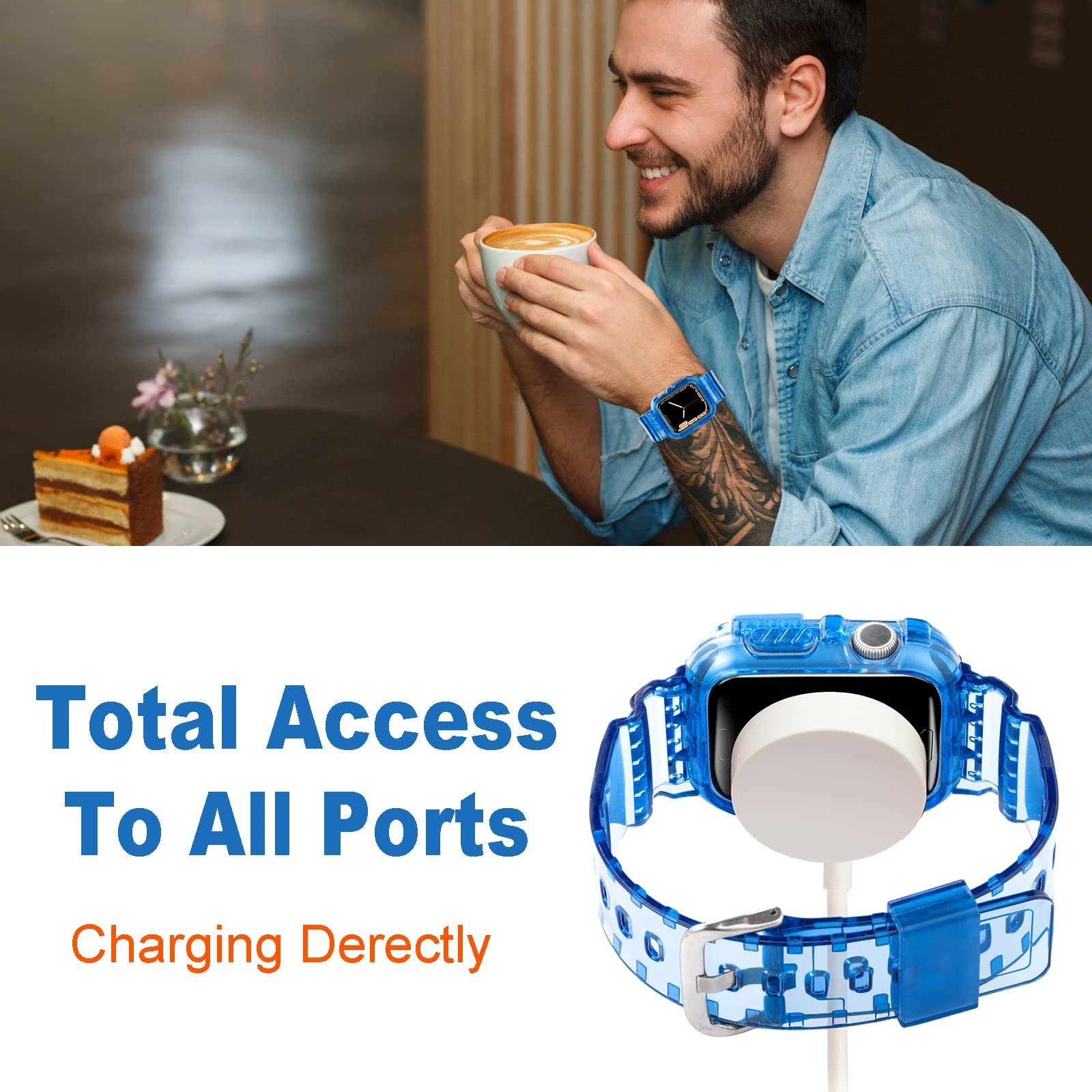 Blingbrione Case With Band Compatible For Apple Watch 38Mm 40Mm 41Mm,Clear Jelly Tpu Silicon Soft Wristband With Shockproof Rugg