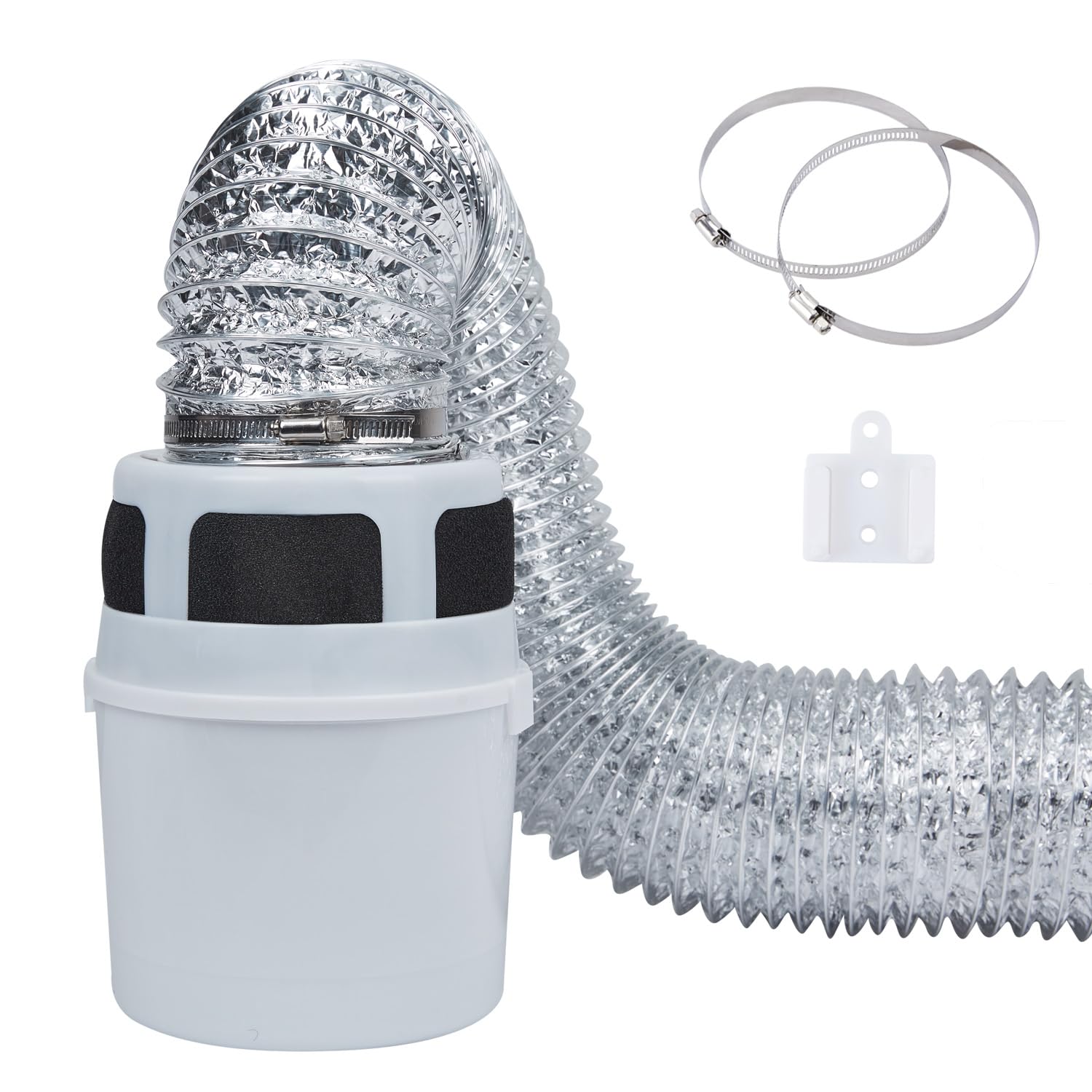 Viwinvela 3 In 1 Indoor Dryer Vent Kit Filter Bucket For Electric Dryer With 4 Inch By 8 Feet Proflex Duct (Silver)