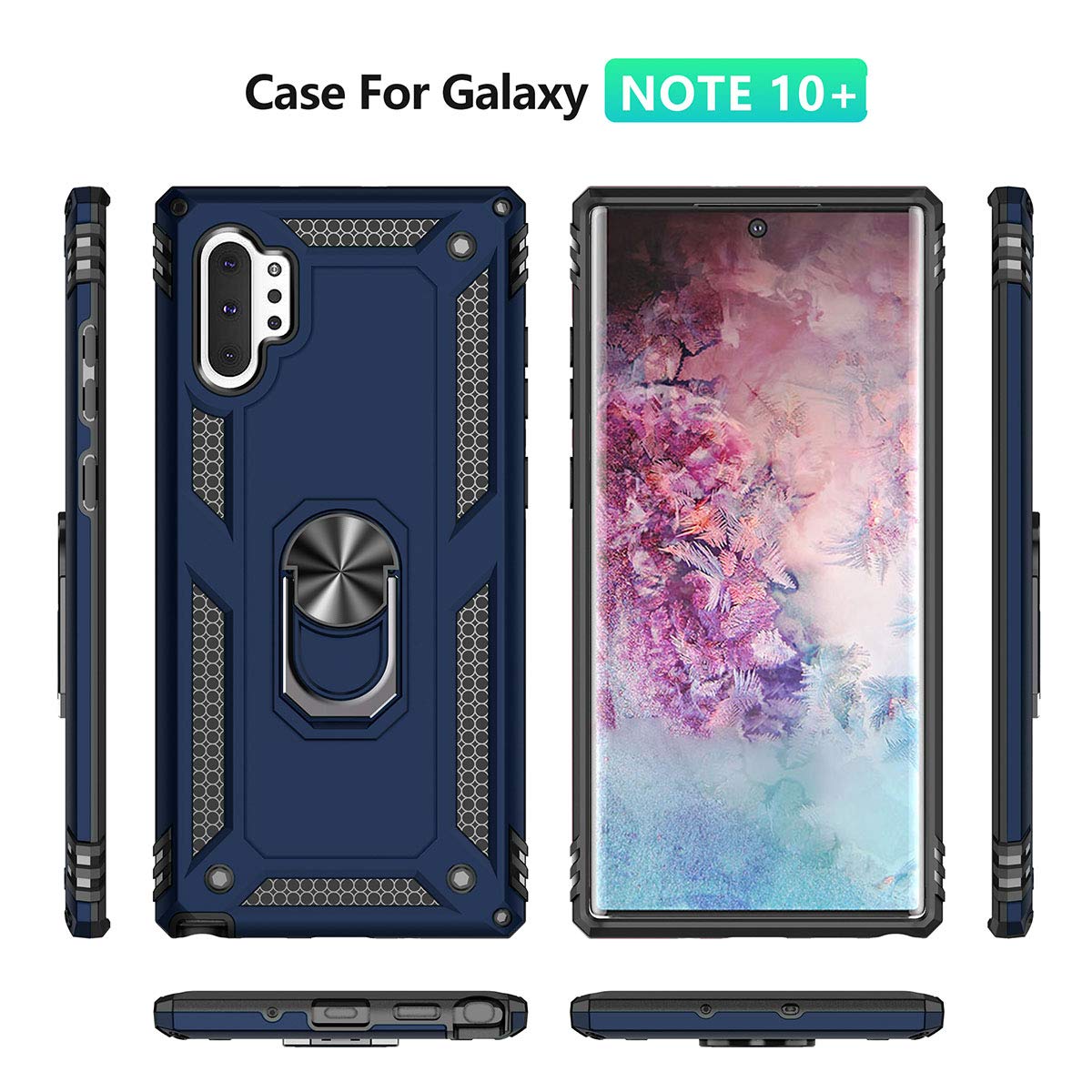 Addit Note 10 Plus Case,Note 10+ Case, [Military Grade ] 15Ft. Drop Tested Protective Case With Magnetic Car Mount Ring Holder S