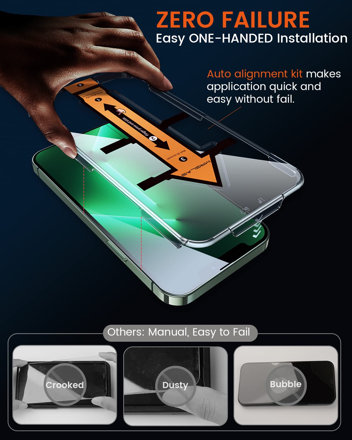 Mrglas Screen Protector For Iphone 13 Pro/ 13/ Iphone 14 [9H+ Military Grade Aerospace Glass][Auto Alignment Kit][Hd Clear] Shat