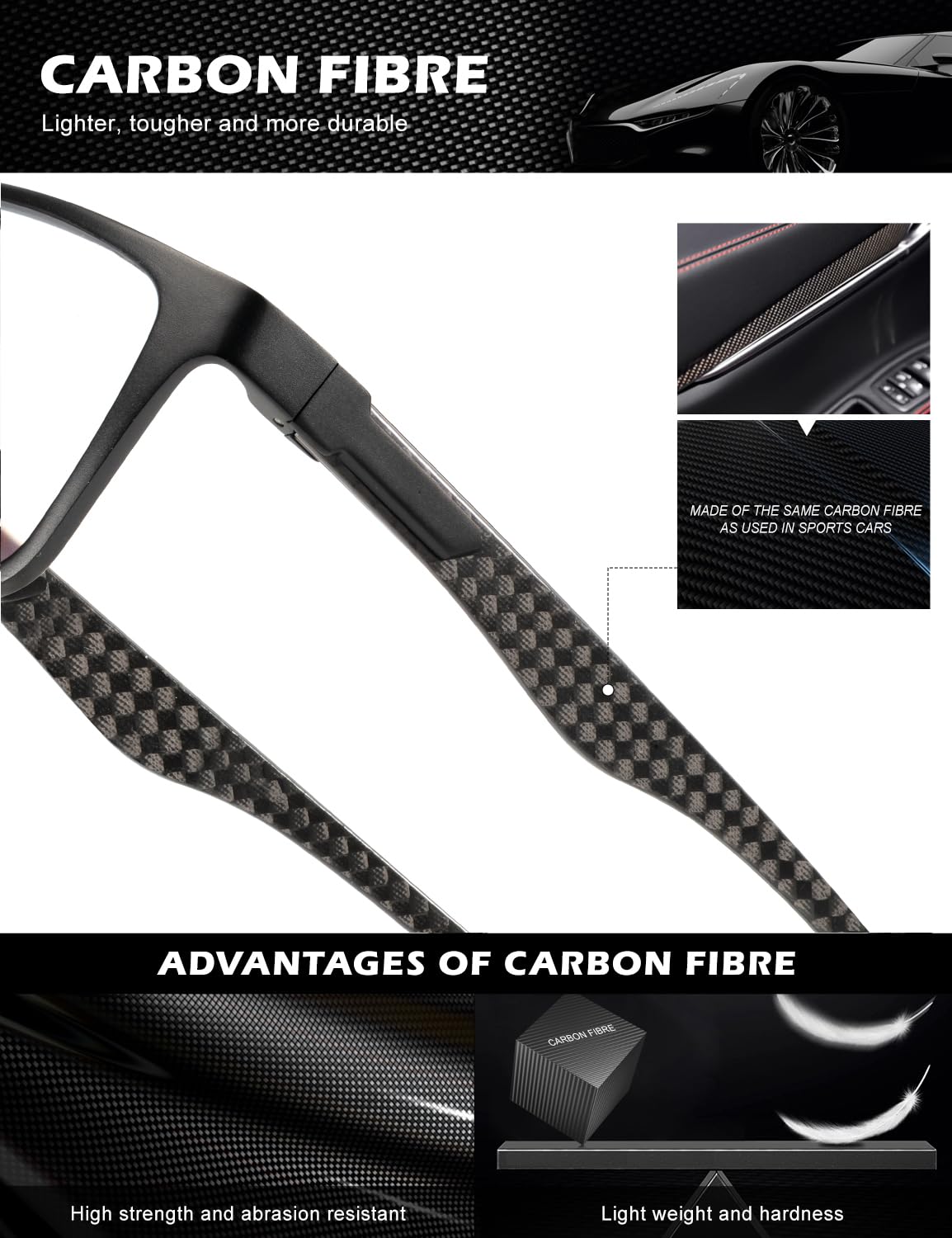 Anyluv Reading Glasses Men Mens Reading Glasses: Blue Light Reader Glasses Carbon Fiber Computer Screen Blocking