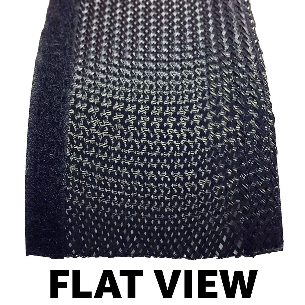 Electriduct 2'' Side Entry Cable Wrap Braided Sleeving With Hook & Loop Fastener   10 Feet (Black)