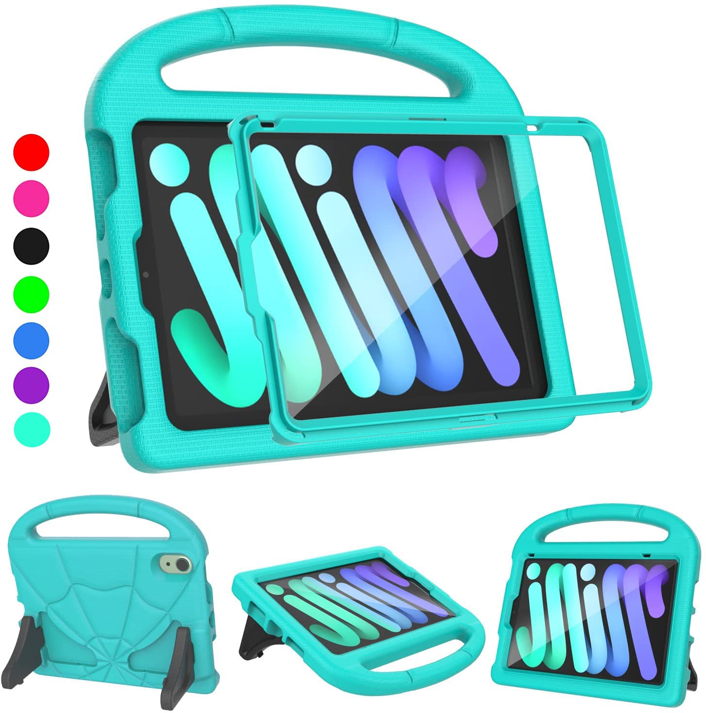 Ipad Mini 6 Case For Kids 2021 (6Th Generation), Lainergie Lightweight Shockproof Kid Proof Cover Built In Screen Protector With